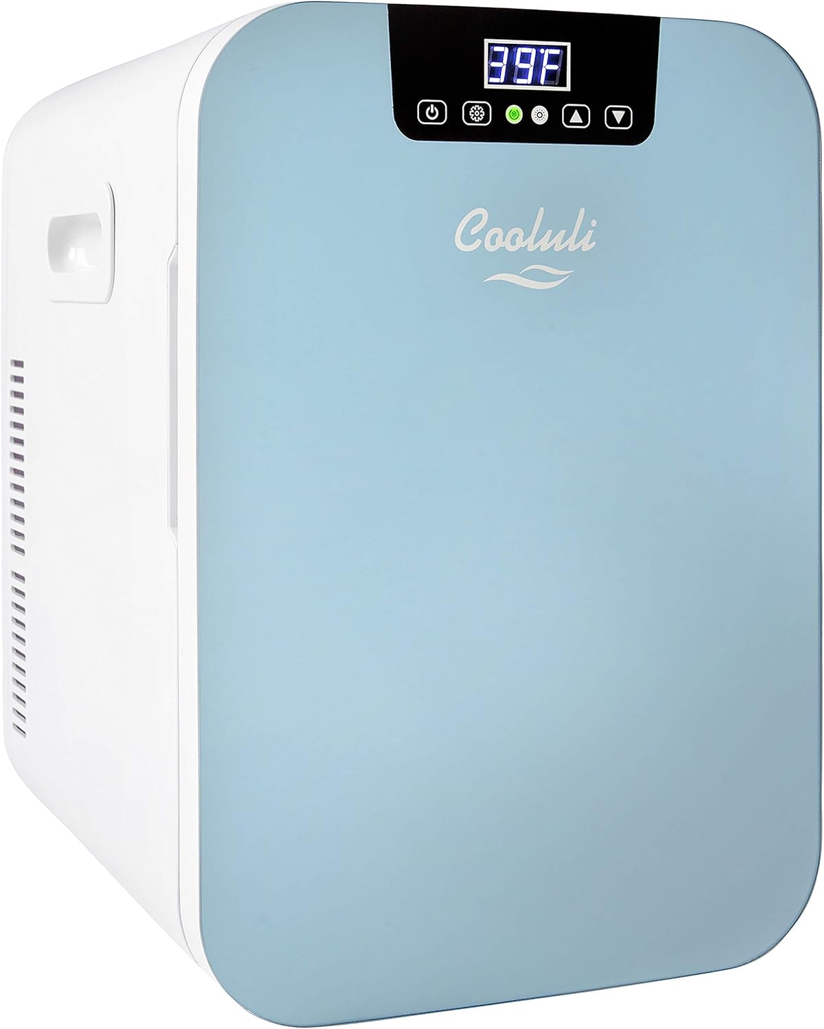 Cooluli 20L Mini Fridge For Bedroom - Car, Office Desk & College Dorm Room Glass Front Digital Temperature Control 12v Small Refrigerator for Food, Drinks, Skin Care, Beauty Breast Milk (Blue)
