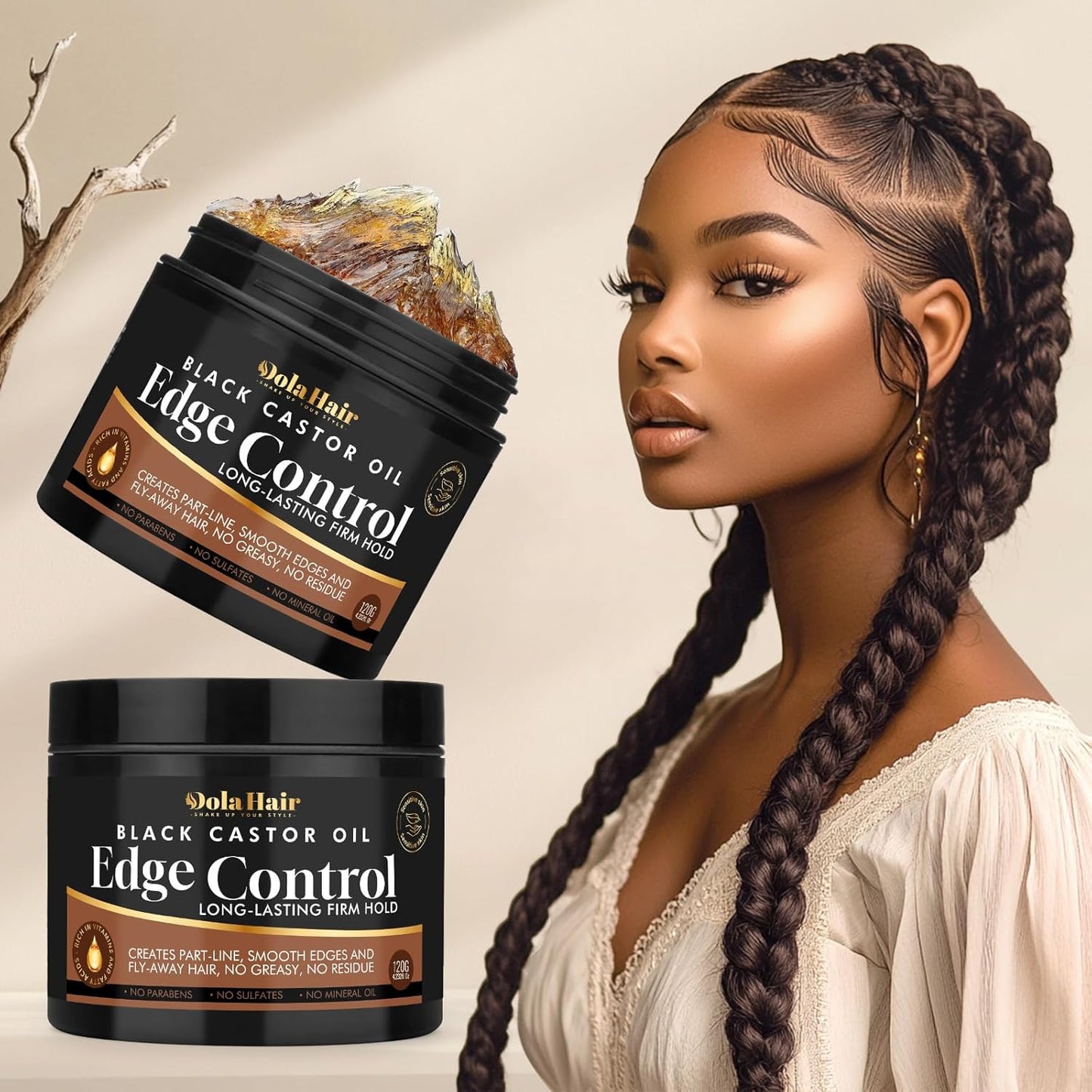 Edge Control Gel for 4C Hair Braiding Hair Gel Firm Hold, Hair Styling Wax Non-Greasy No Flaking 4.2 Oz