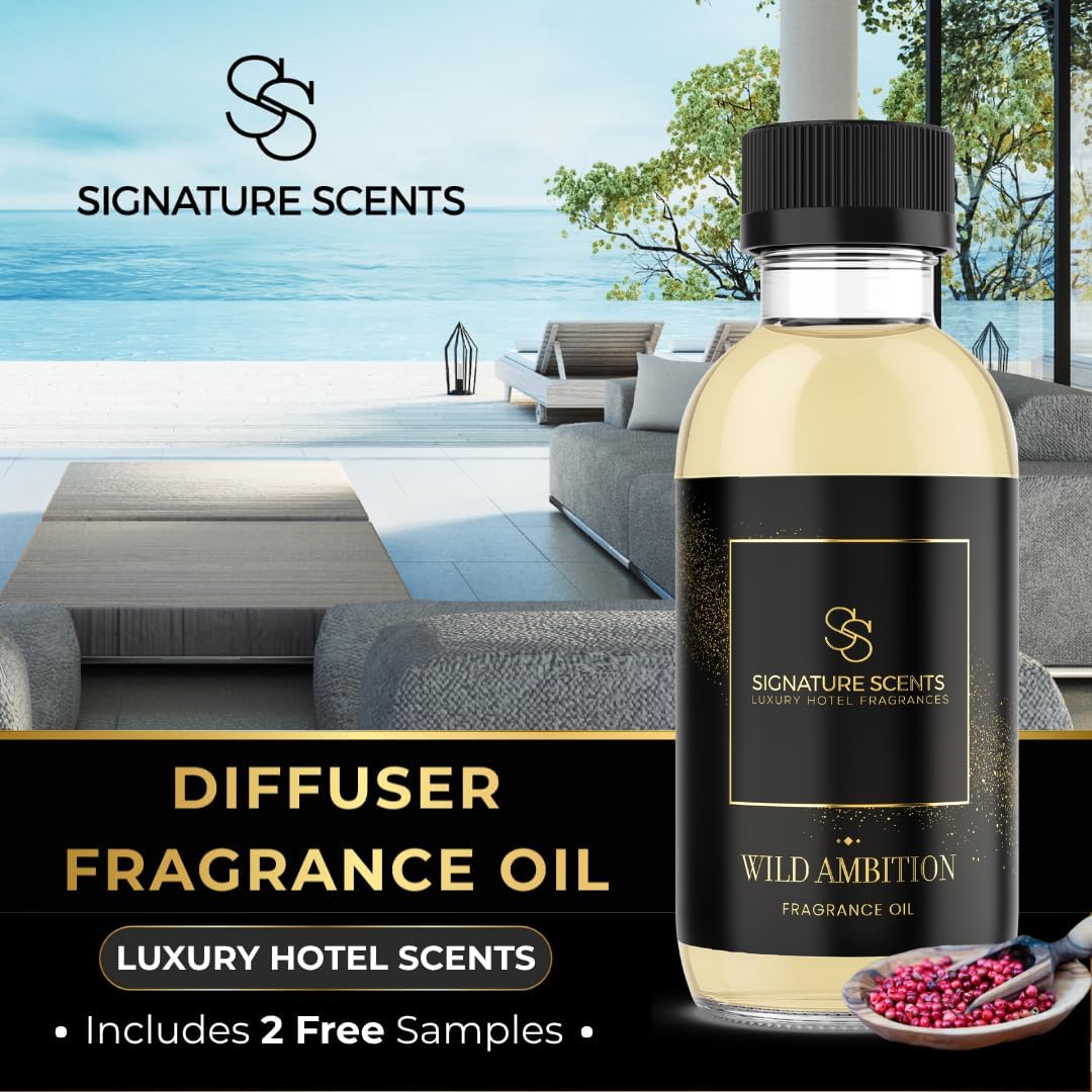 Luxury Hotel Diffuser Oil for Hotels and Homes - Aromatherapy Oils for use with an Essential Oil Diffuser at Home - Fragrance-Scent Diffuser Oil Blend (Wild Ambition) 4.05fl oz (120ml)