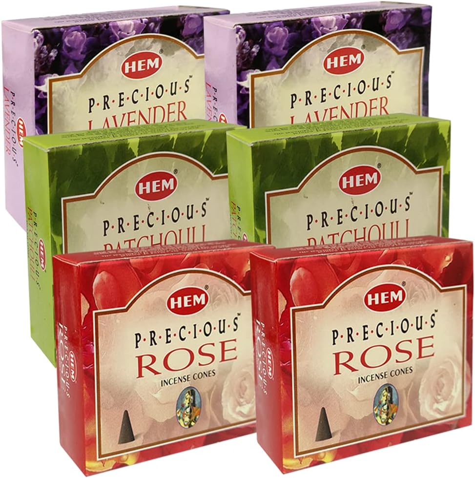 Lavender Patchouli Rose Incense Cones & Holder Bundle Variety Pack From Hem Trumiri Insense Insence