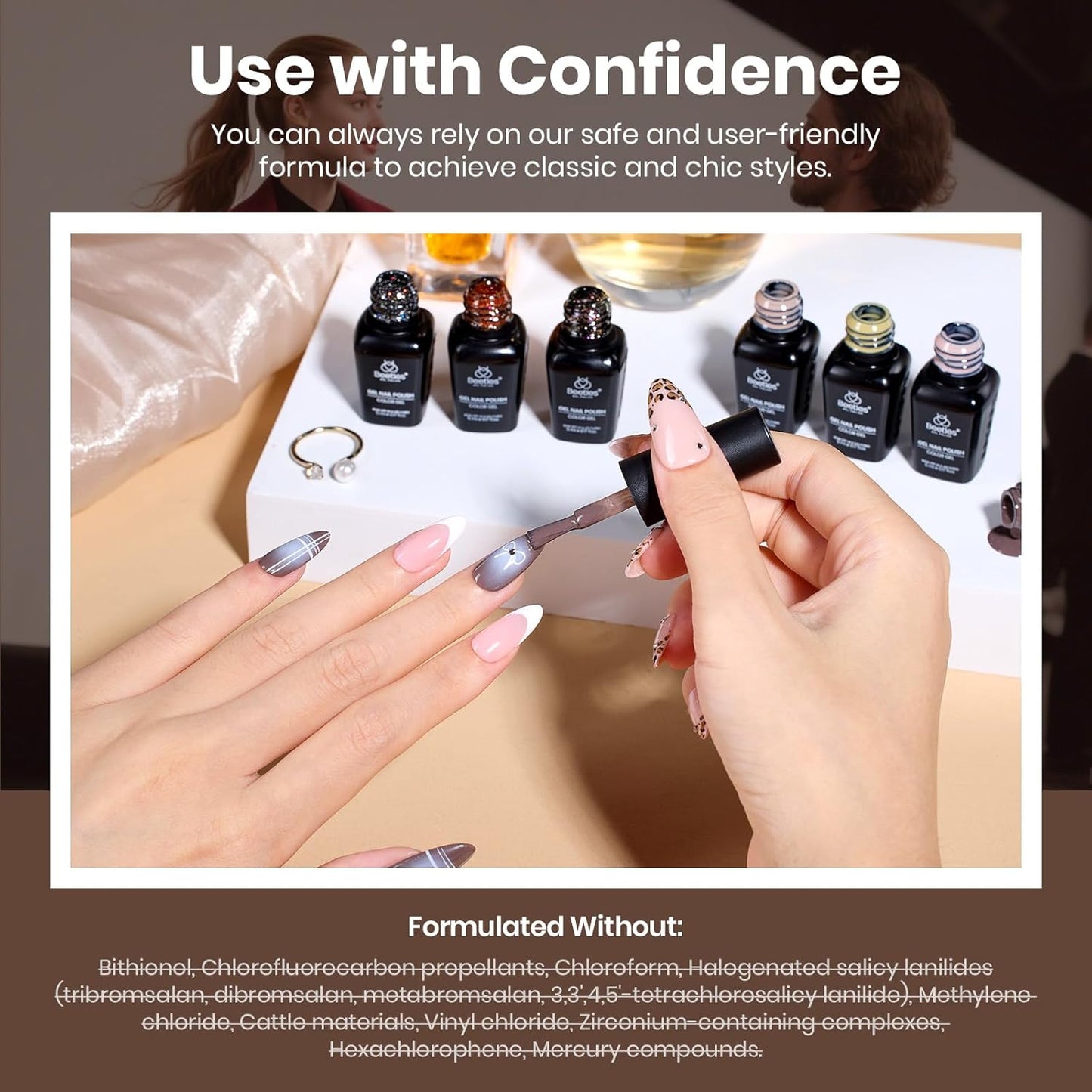 Beetles Fall Gel Nail Polish Set – Catwalk Tonal Hues 25 Colors Gel Polish, Nude Brown Yellow Purple Green Glitter with Base Glossy Mattle Top Coat Soak Off UV LED Winter Manicure Gift for Women