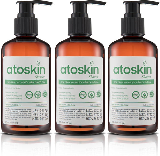 Atoskin Shower Gel (3 Pack) - for Eczema, Psoriasis, Dermatitis, and Anti-Itch Relief - Maximum Strength for Both Kids and Adults (20.4 oz)
