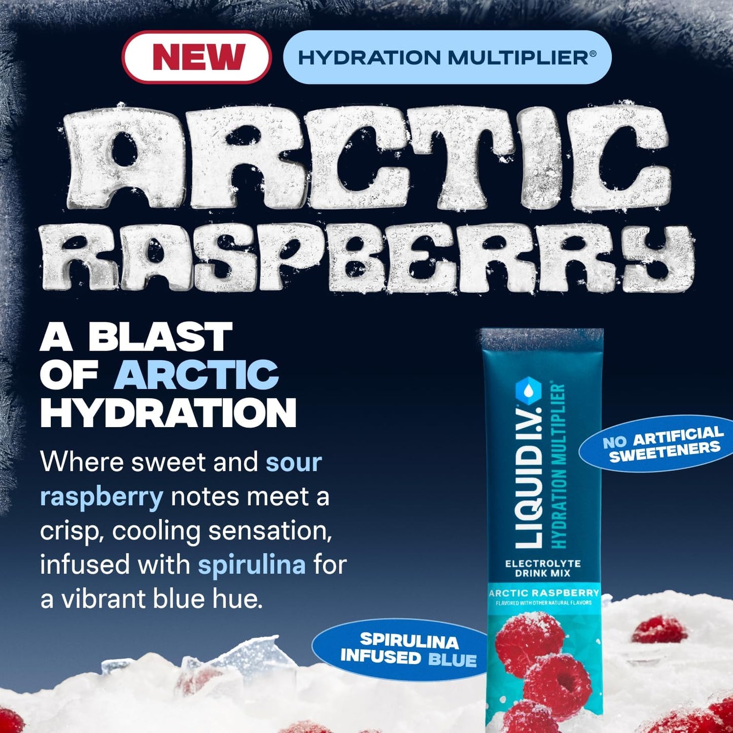Liquid I.V.® Hydration Multiplier - Arctic Raspberry | Electrolyte Powder Drink Mix | 1 Pack (16 Servings)