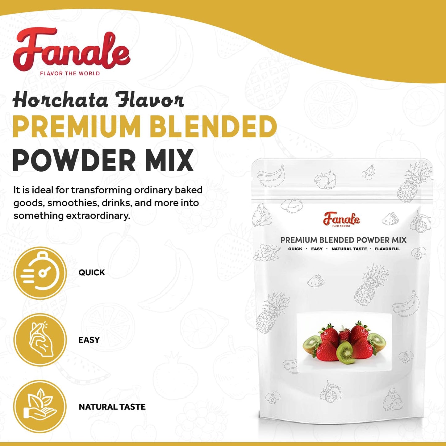 Fanale Premium Horchata Bubble Tea Flavoring Powder | Perfect for Baking, Smoothies, Desserts and Drinks | Instant Flavoring Powder for Boba Milk Tea - 2.2 Pounds (Pack of 10).