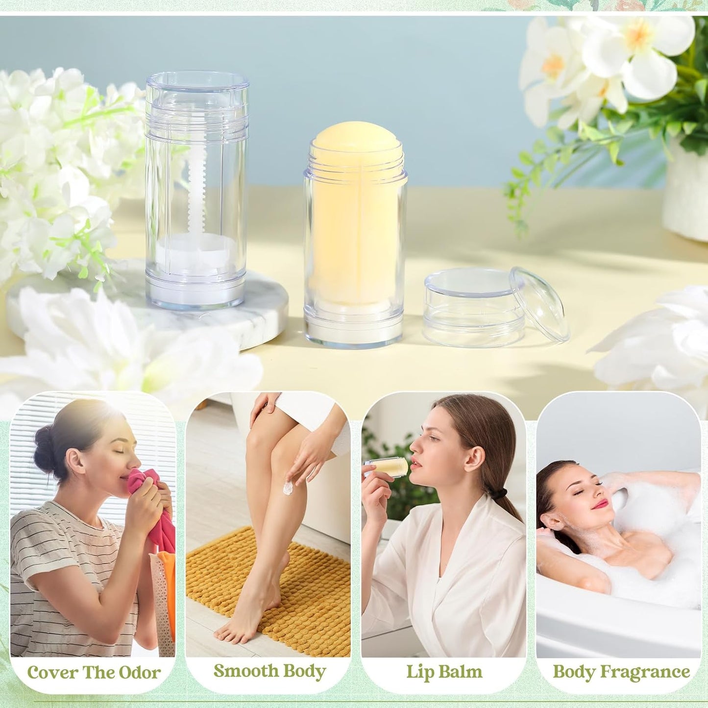 30 Pcs Empty Deodorant Containers Twist up Filling Stick Plastic Deodorant Container Refillable Bottles Bottomfill Round Lip Balm Tubes for Homemade DIY Lipstick Crayon(30 ml,Clear)