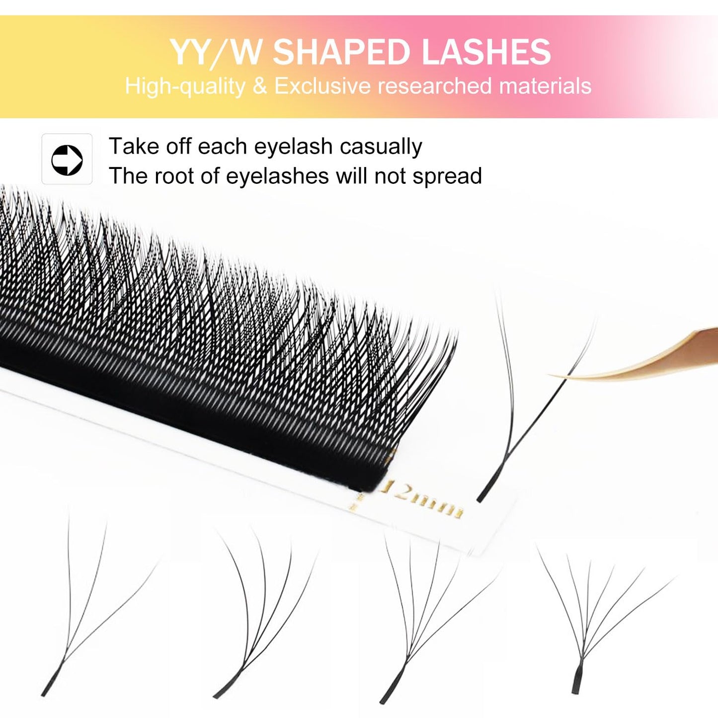 W Lash Extensions Supplies 6D Eyelash Extensions W Shape 0.07mm Thickness C Curl 15mm Premade Fans Easy Fan Lashes Volume Matte Black 12 Rows Crisscross Eye Lashes(W-6D-0.07-C,15mm)