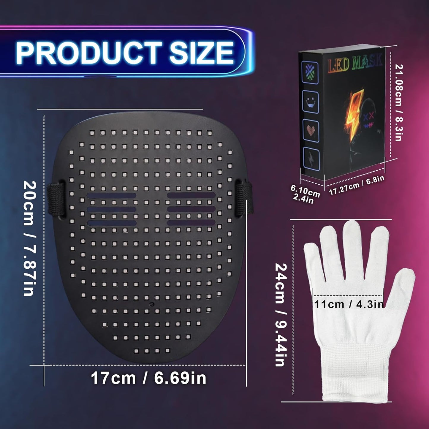 Led-Mask Gloves Halloween-Costumes For Kids Men Adult 2025, Light Up Gesture Cosplay Birthday Gifts For Boys 8+