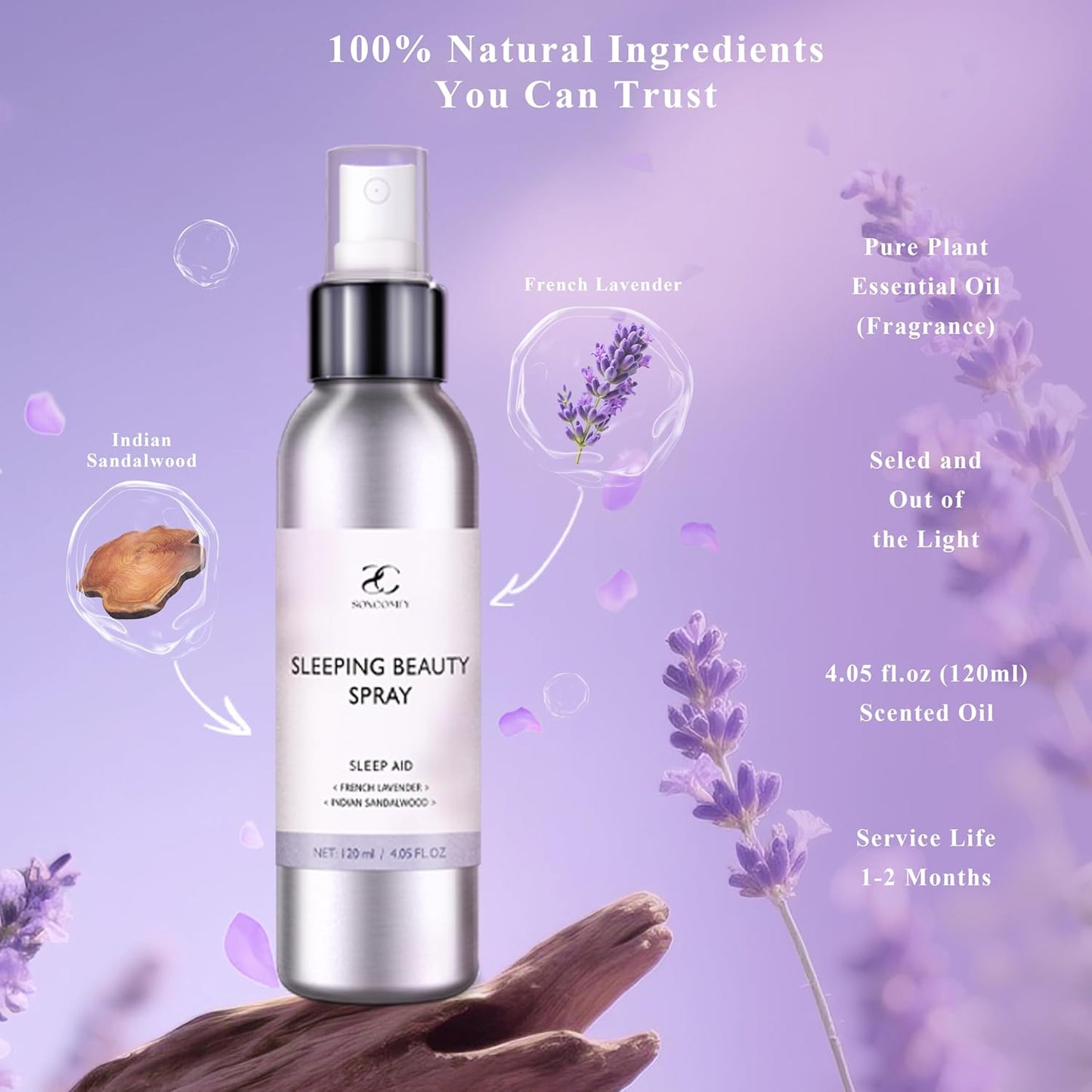 Pillow Ritual Aromatic, Calming and Relaxing Pillow Mist, Linen and Fabric Sleep Spray, Infused with Natural Essential Oils for Bedtime Routine, Lavender Sandalwood Aluminium Bottle 4.05 oz