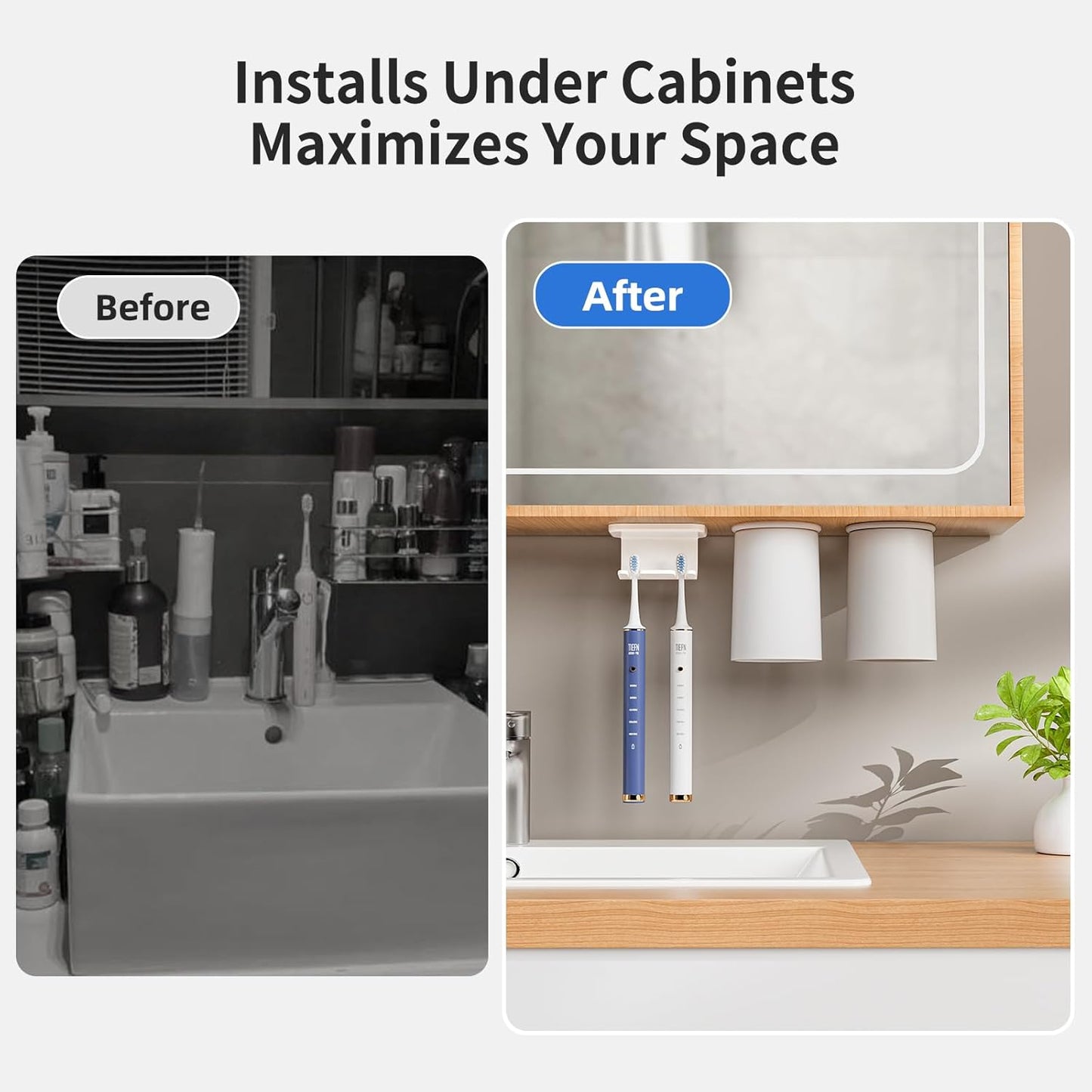 Toothbrush Holders for Bathroom【Innovation Magnetic Inverted Design】 Toothbrush Holders Wall Mounted with Bathroom Tumbler Toothbrush Cup for Bathroom Cabinet Storage