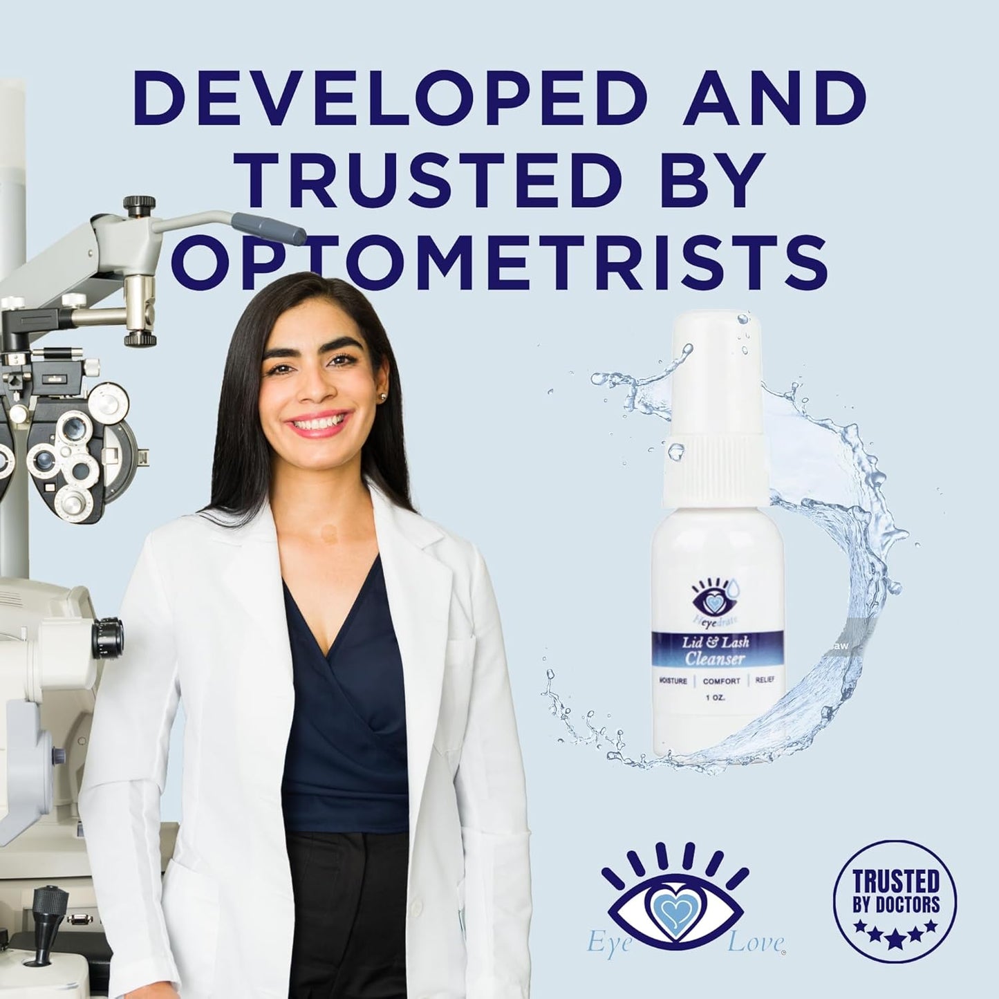 Lid and Lash Cleanser – 1oz Bottle – Pure Hypochlorous Acid Spray for Soothing Dry Eye Irritation – Daily Eyelid & Lash Cleanser