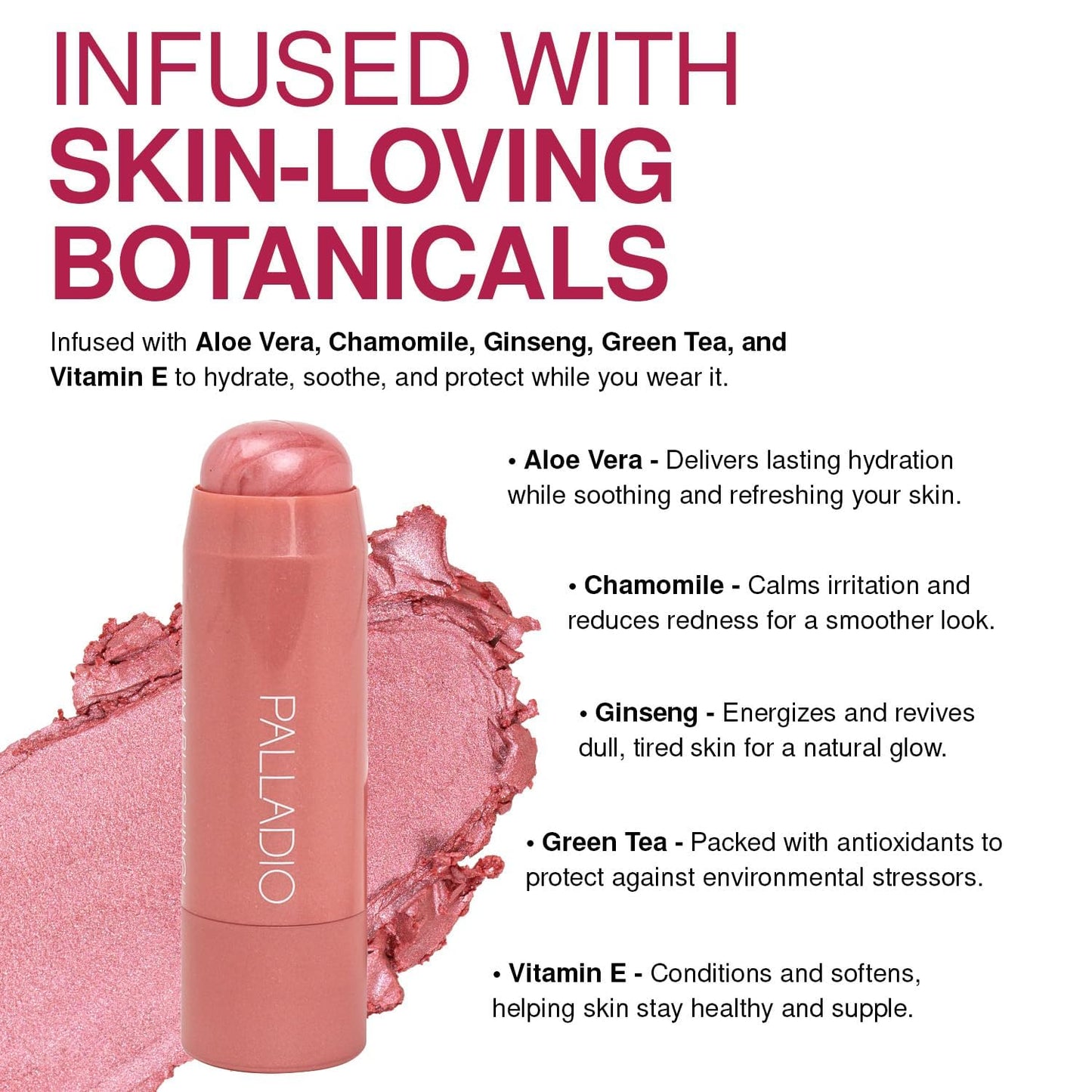 Palladio I'm Blushing 2-in-1 Cheek and Lip Tint, Buildable Lightweight Cream Blush, Sheer Multi Stick Hydrating formula, All day wear, Easy Application, Shimmery, Blends Perfectly onto Skin, Precious