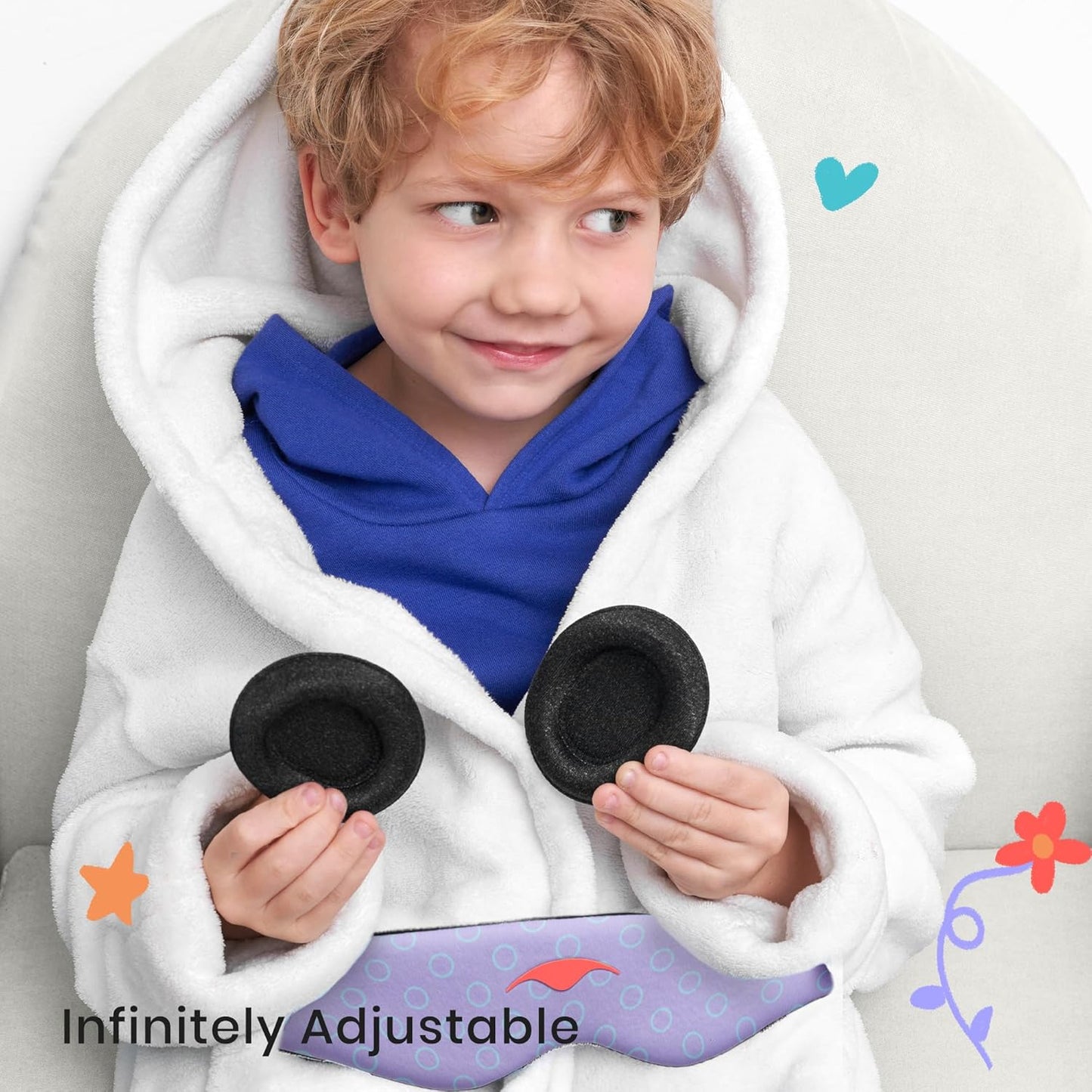 Manta Kids Sleep Mask - Comfy & Cute Blackout Sleeping Mask with Adjustable Eye Cups, Soft & Breathable Machine Washable Kids Eye Mask for Girls, Boys, Toddler Aged 6+ (Periwinkle)