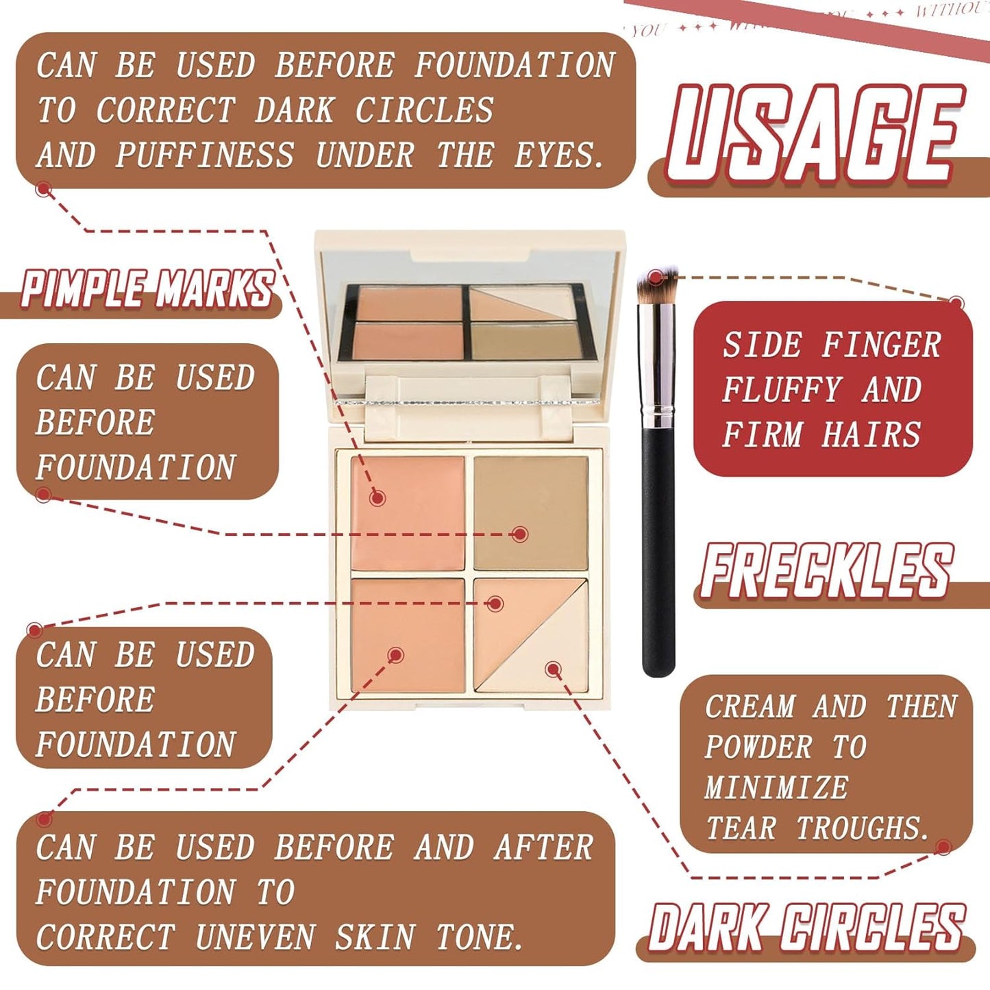 5 Colors Correcting Concealer Palette,Waterproof Long Lasting Cream Contour Palette for Women,Contouring Concealer Liquid Foundation Makeup Palette with Brush 02#