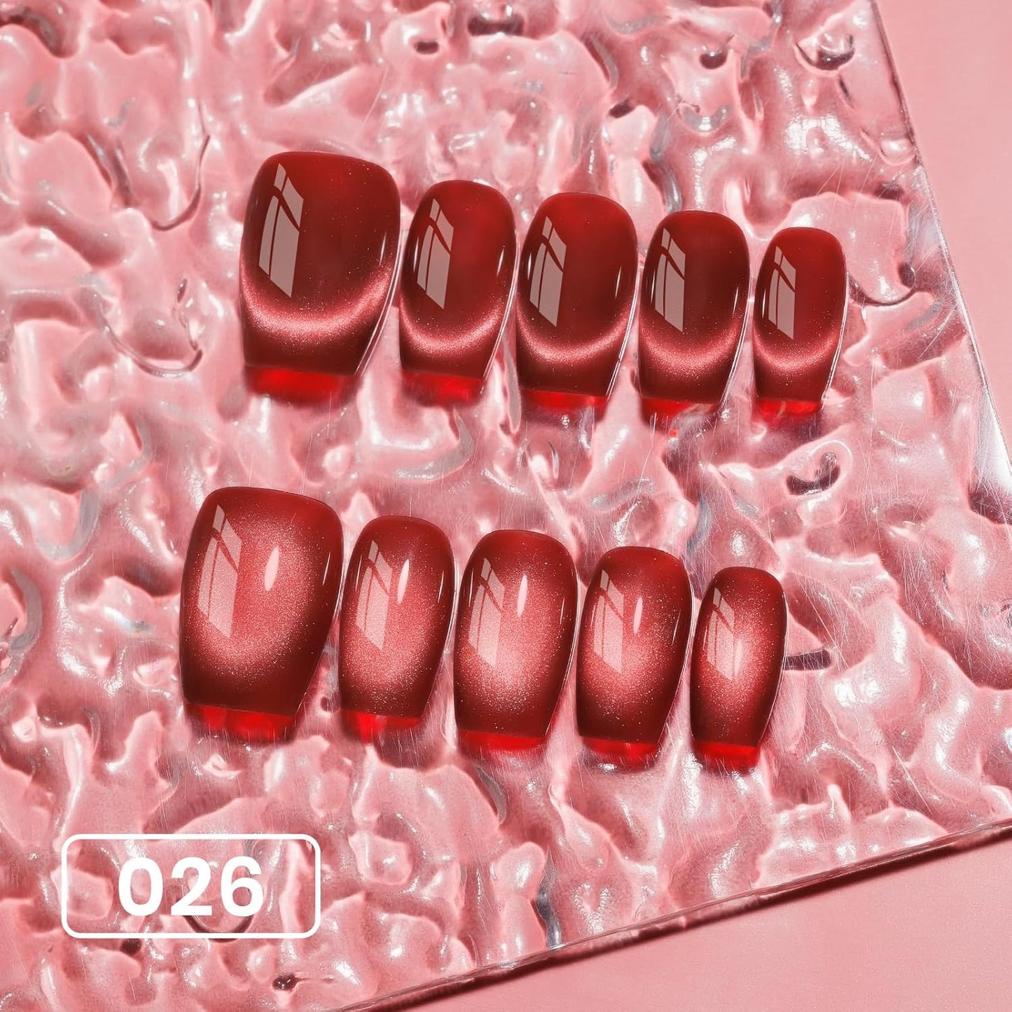 Red Cat Eye Gel Nail Polish, 15ML Jelly Glass Cateye Gel Polish with Magnet Moonlight Shimmer Glitter Magnetic Nail Polish Soak Off Salon DIY at Home