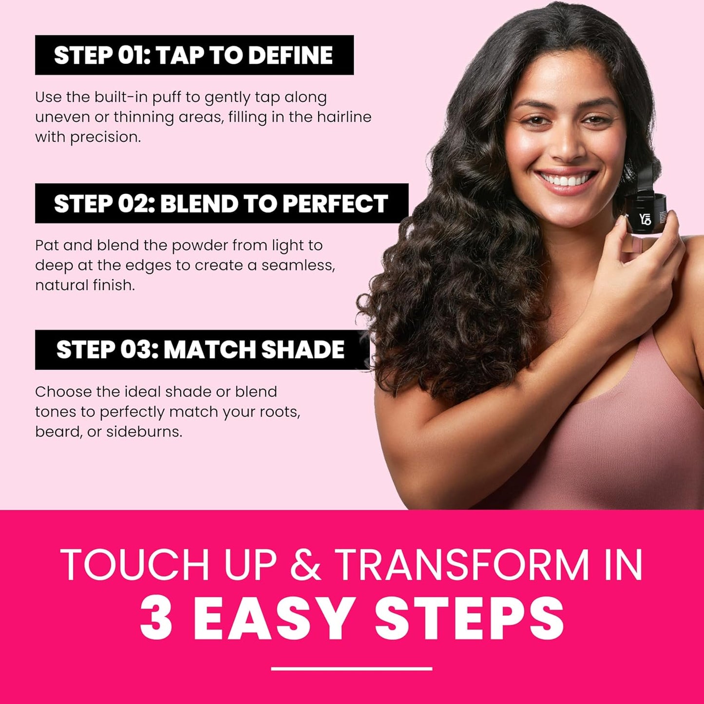 VELO Hairline Powder–MEDIUM BROWN Hair Root Touch Up Powder for Women & Men–Instantly Covers Gray Hair, Thinning Hair & Bald Spots–Sweatproof Root Cover Up–Puff & Mirror Compact, 13 Shades