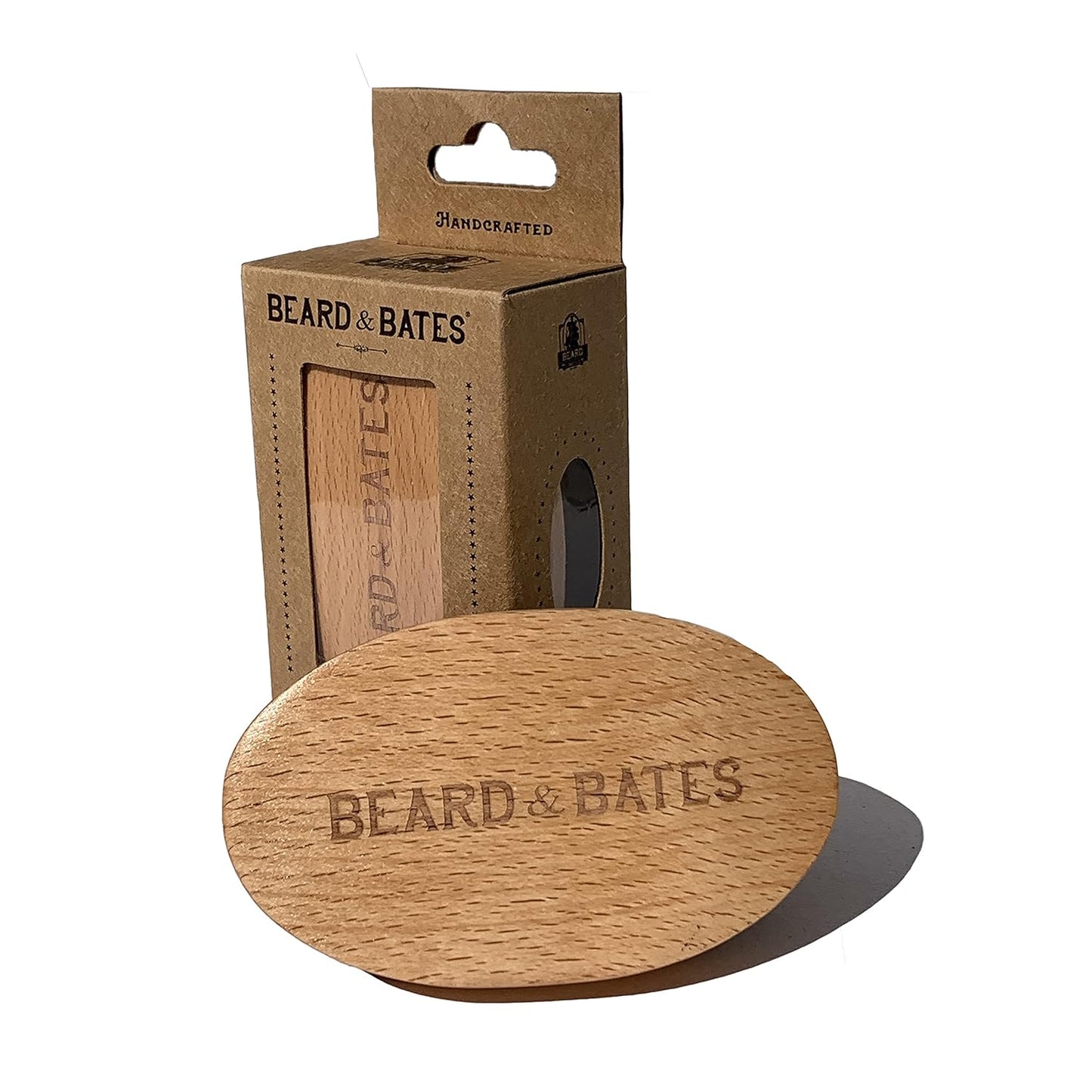 Beard & Bates Boar Bristle Beard Brush | Handcrafted, Large Full Size, Firm Bristles, Beech Wood Handle