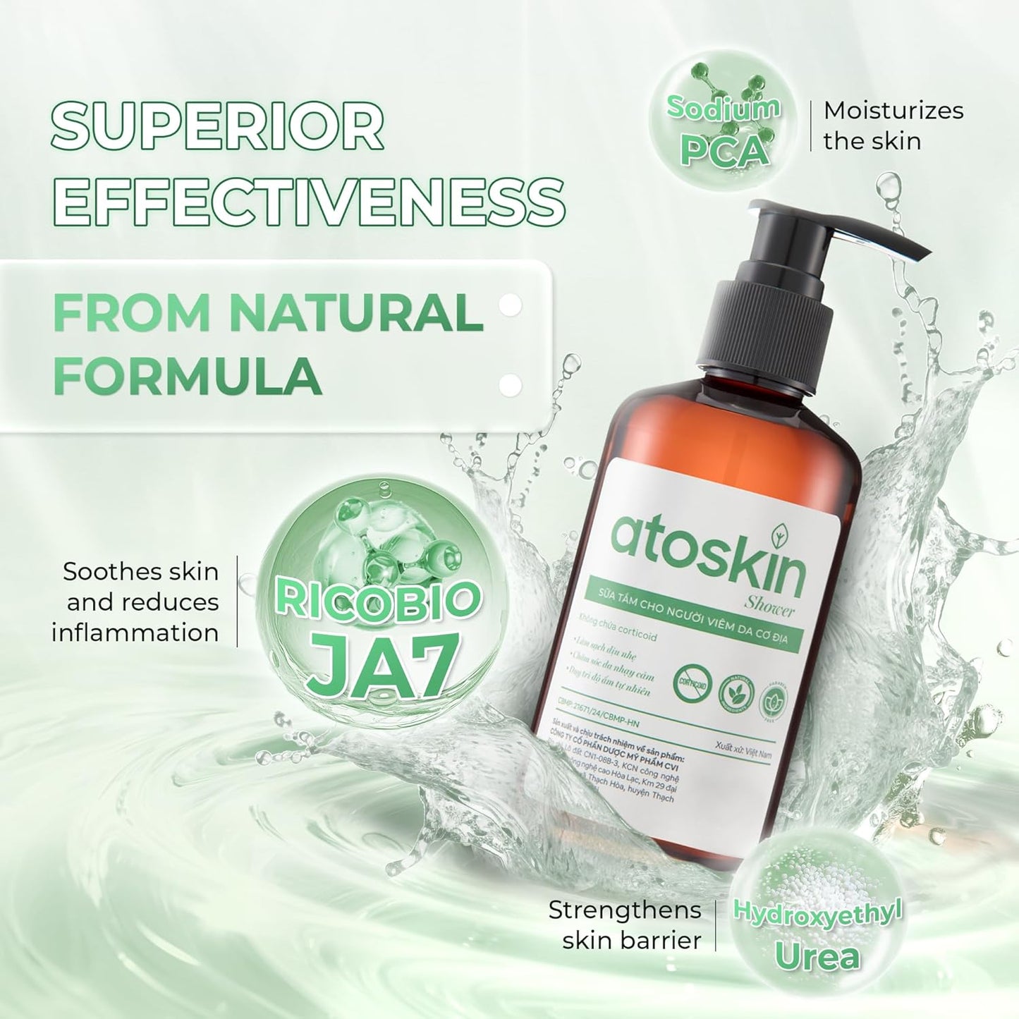 Atoskin Shower Gel (2 Pack) - for Eczema, Psoriasis, Dermatitis, and Anti-Itch Relief - Maximum Strength for Both Kids and Adults (13.6 oz)