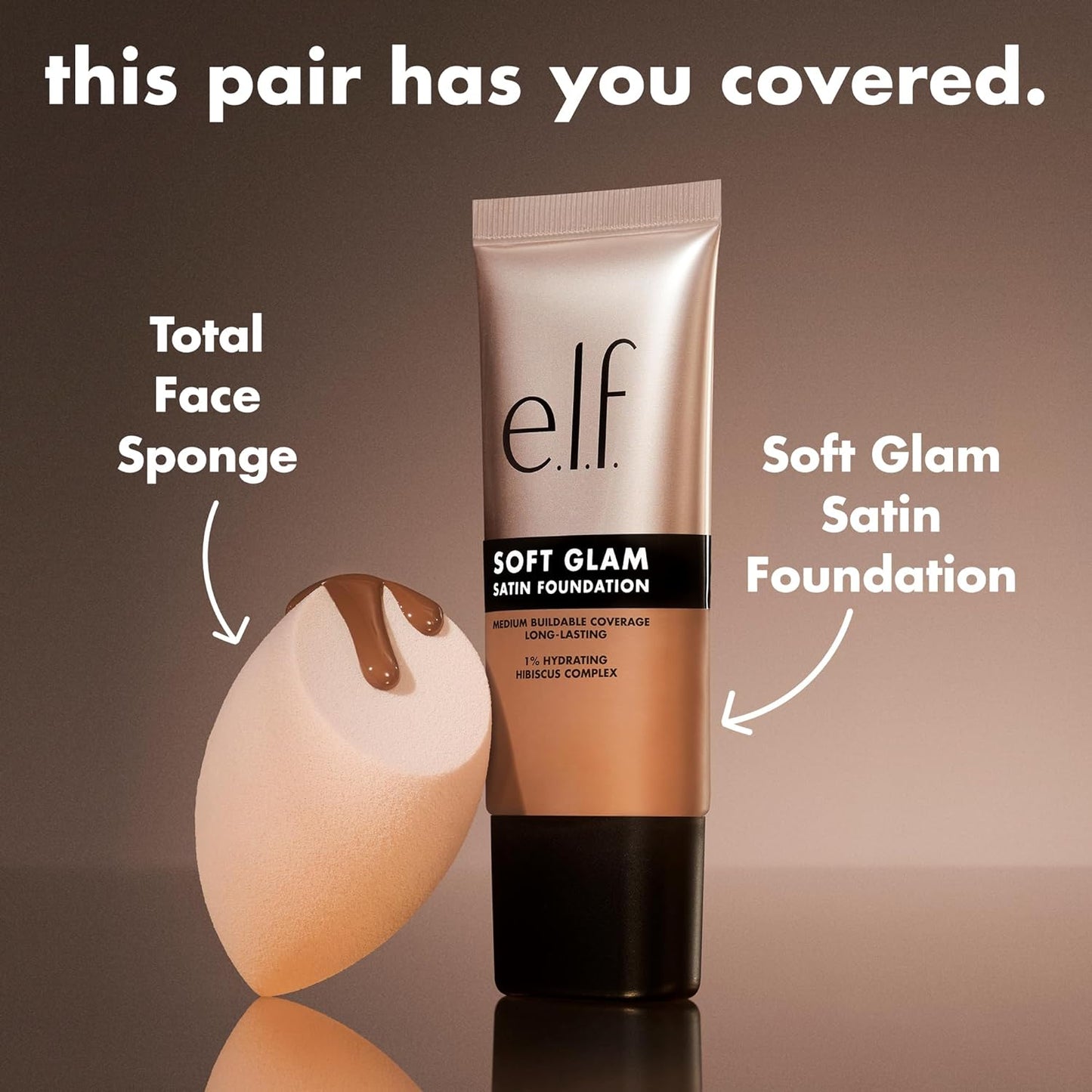e.l.f. Soft Glam Foundation, Medium Coverage, Long-Lasting & Buildable Foundation For A Smooth, Satin Finish, Vegan & Cruelty-Free, 22 Light Warm