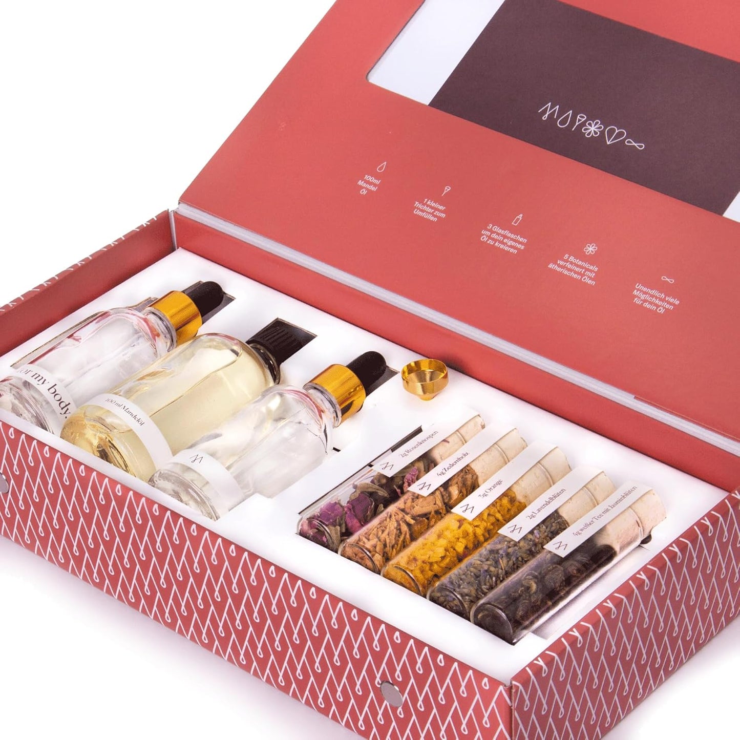 DIY Body Oil Set for Hair, Body & Bath | Includes Almond Oil, Cedar Wood, Orange Peel, Lavender | Gift Idea for Women | Anniversary & Birthday Gift for Her