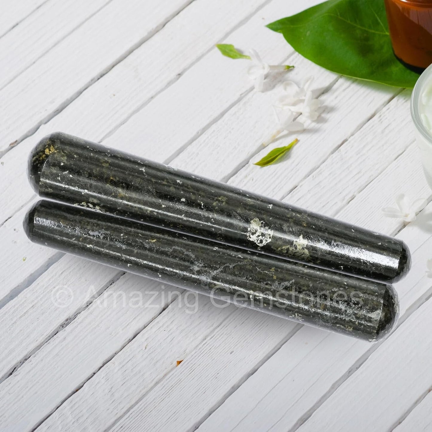 Amazing Gemstone Nuummite Crystal Wand Massage Stick - Pelvic Wand Gua Sha for Adults - Crystals and Healing Stones Massage Wands for Adults Gifts (Smooth)