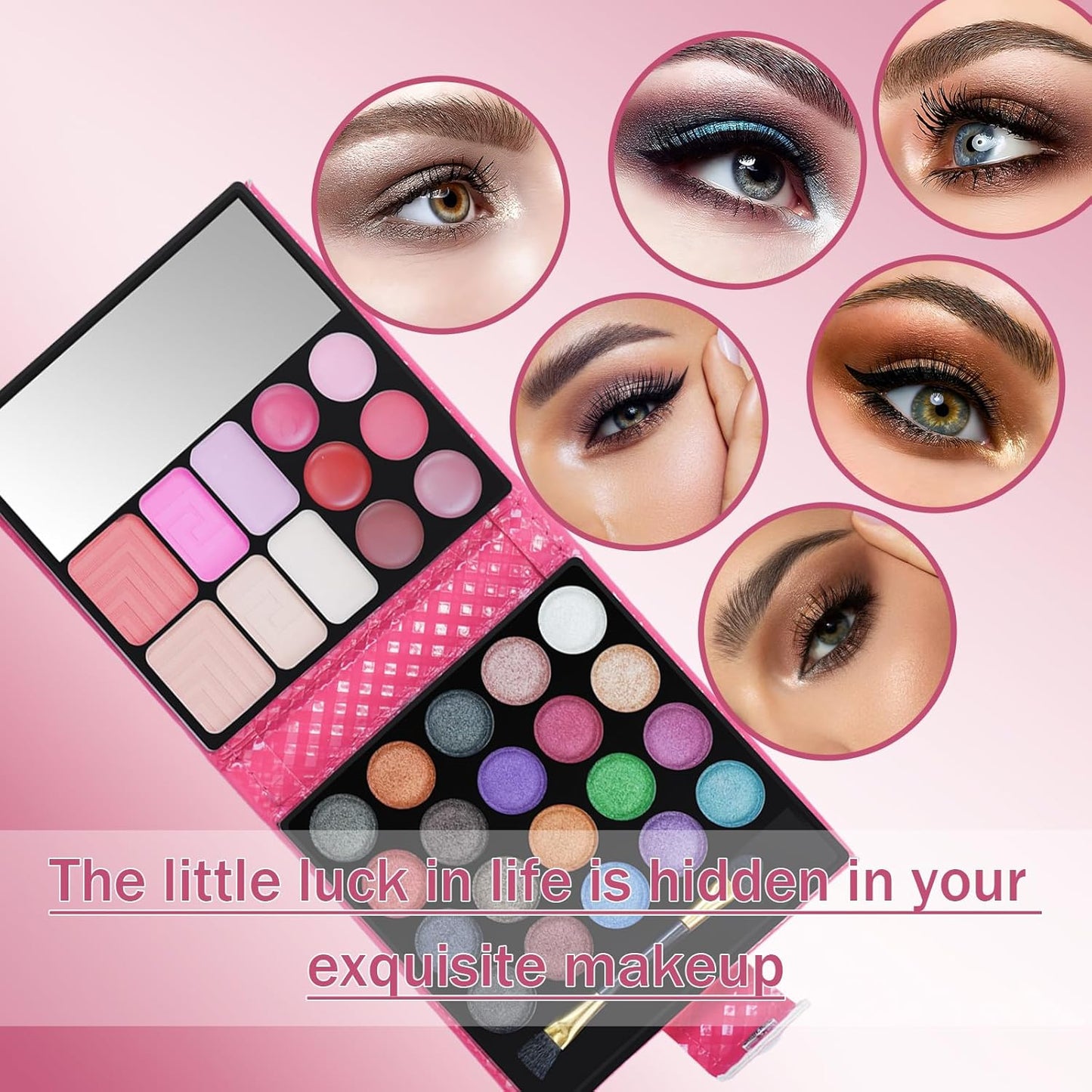 All-in-one Holiday Makeup Gift Set | Full Makeup Kit for Women Essential Starter Bundle Include 20 Highly Pigmented Shimmer Eyeshadow Palette,3 Blush,3 Face Powder, 6 Lipgloss, Brush