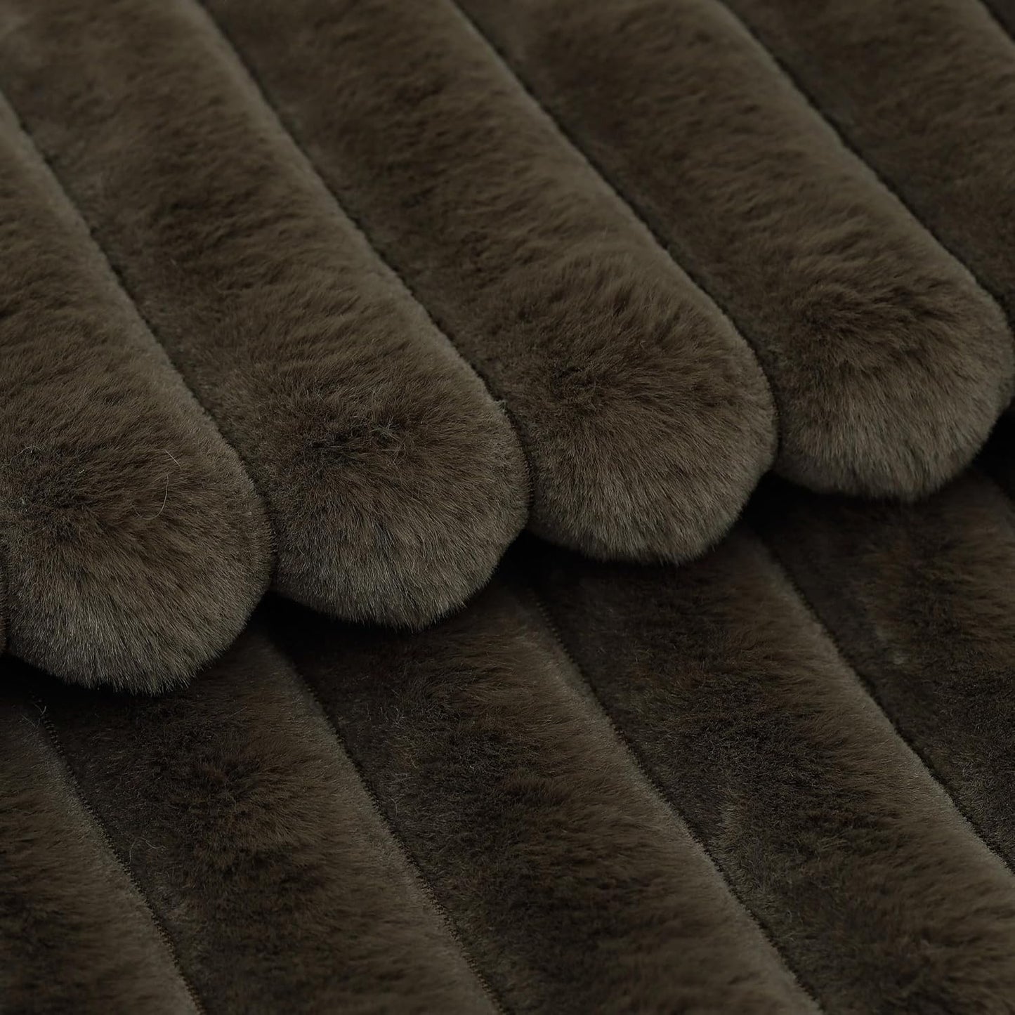 MADIZZ Set of 2 Faux Wool Plush Decorative Throw Pillow Covers 24x24 Inch Drak Brown Fluffy Striped Soft Decorative Cushion Cover for Sofa Bedroom Pillow Shell