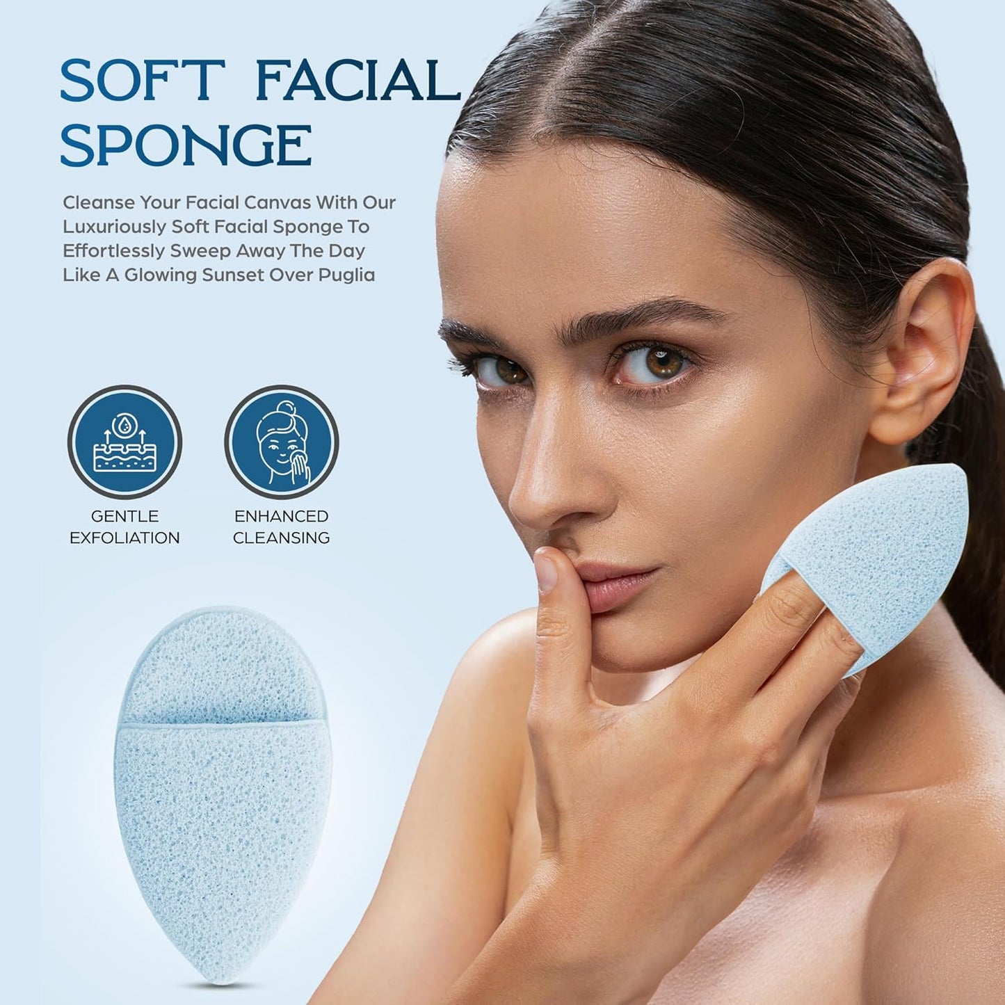 Bella Ciao 3-in-1 Skin Care Set for Women, Skin Care Set for Teen Girls, Contains: Shower Mirror, Ice Roller Facial Massager, Makeup Removal Sponge, Great Gift for Women, Girls