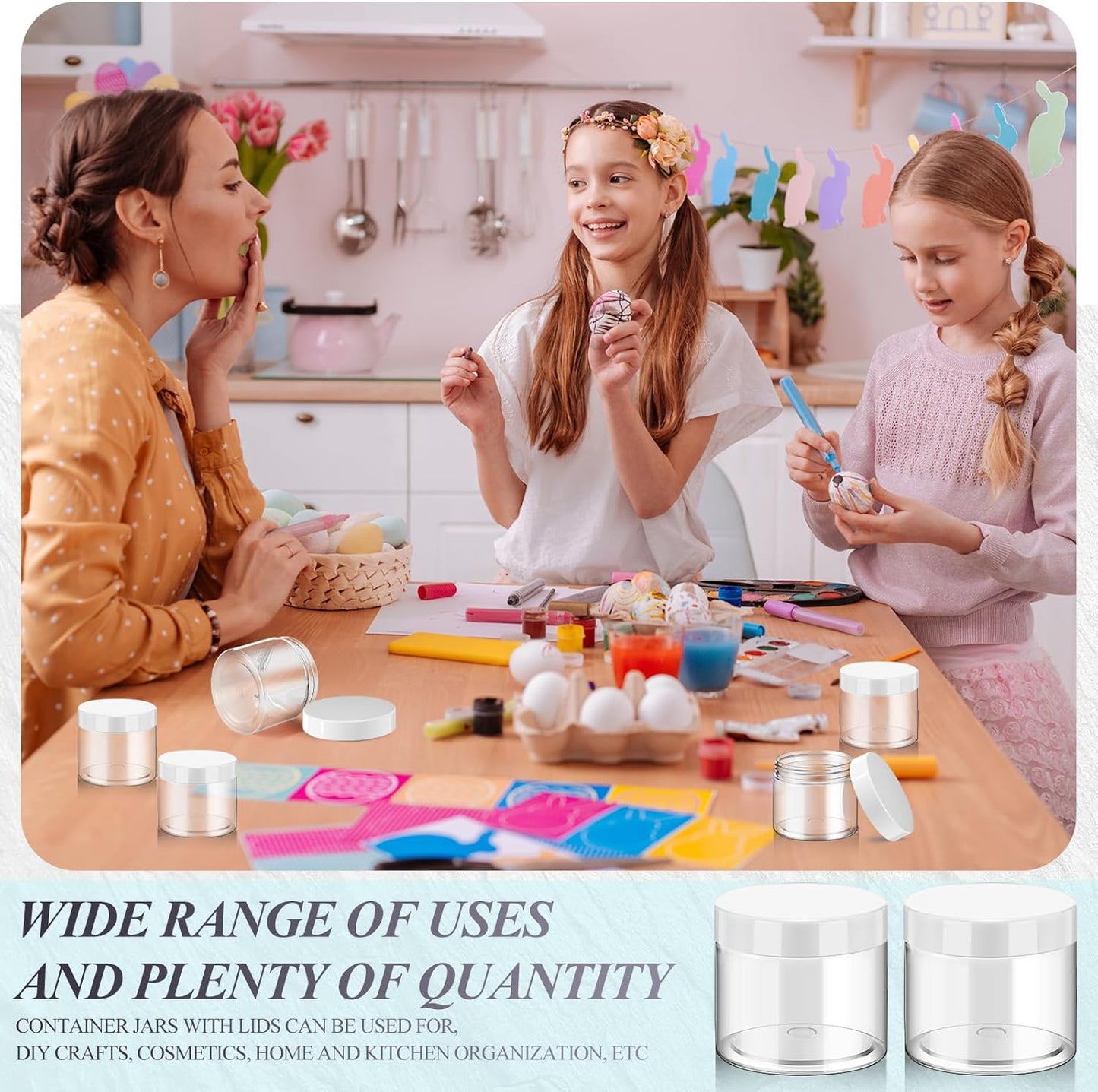 SATINIOR 36 Pieces 1 oz Plastic Jars with Lids Wide Mouth Airtight Reusable Container Acrylic Cosmetic Small Jars for Lotions Ointments Travel Toiletries Creams Make up Storage(White)