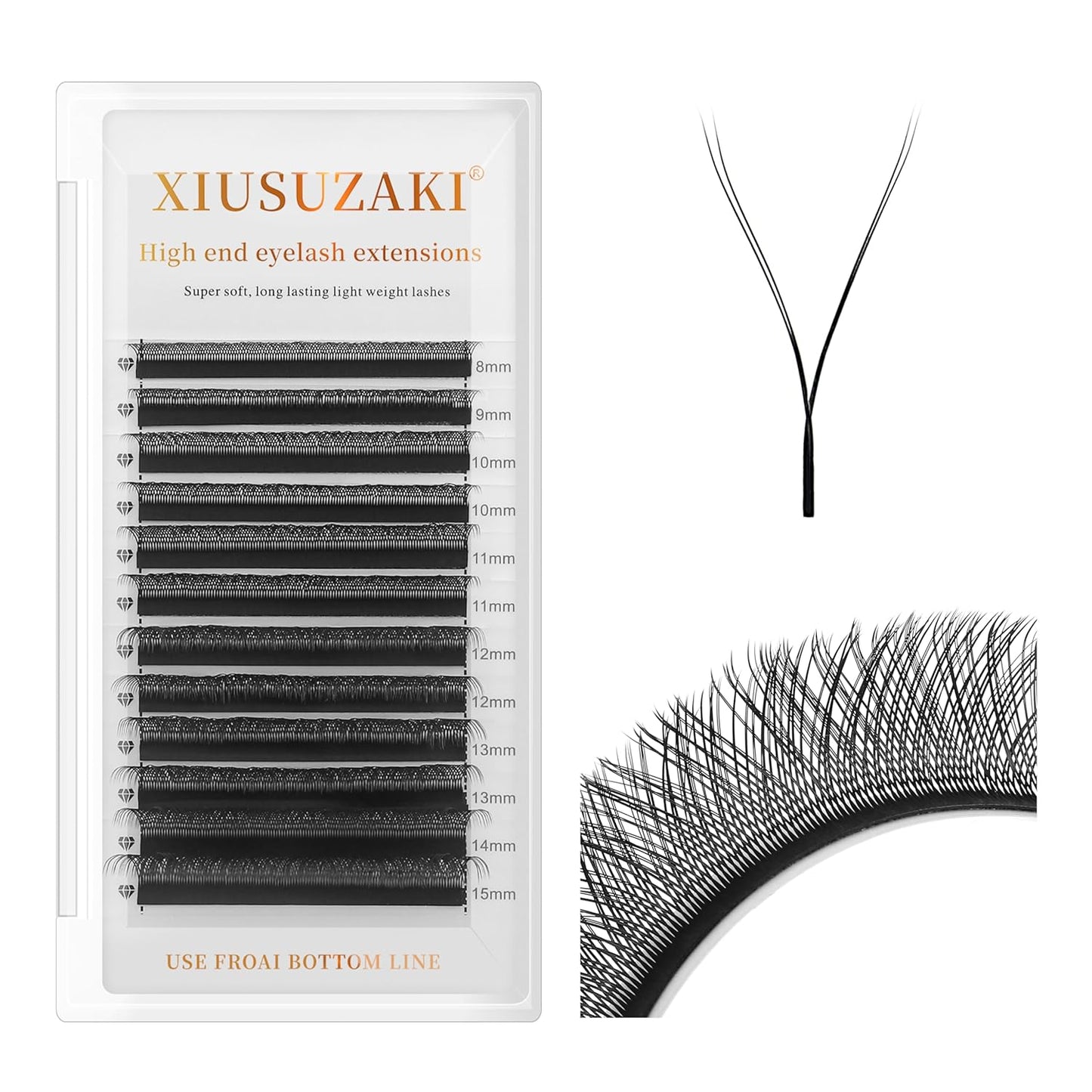 YY Lash Extensions Y Eyelash Extensions 0.07mm Thickness C Curl Mix 8-15mm Premade Fans 4D Individual Lashes Matte Black Volume Lashes 12 Rows Crisscross False Eyelashes(YY-0.07-C,8-15mm)