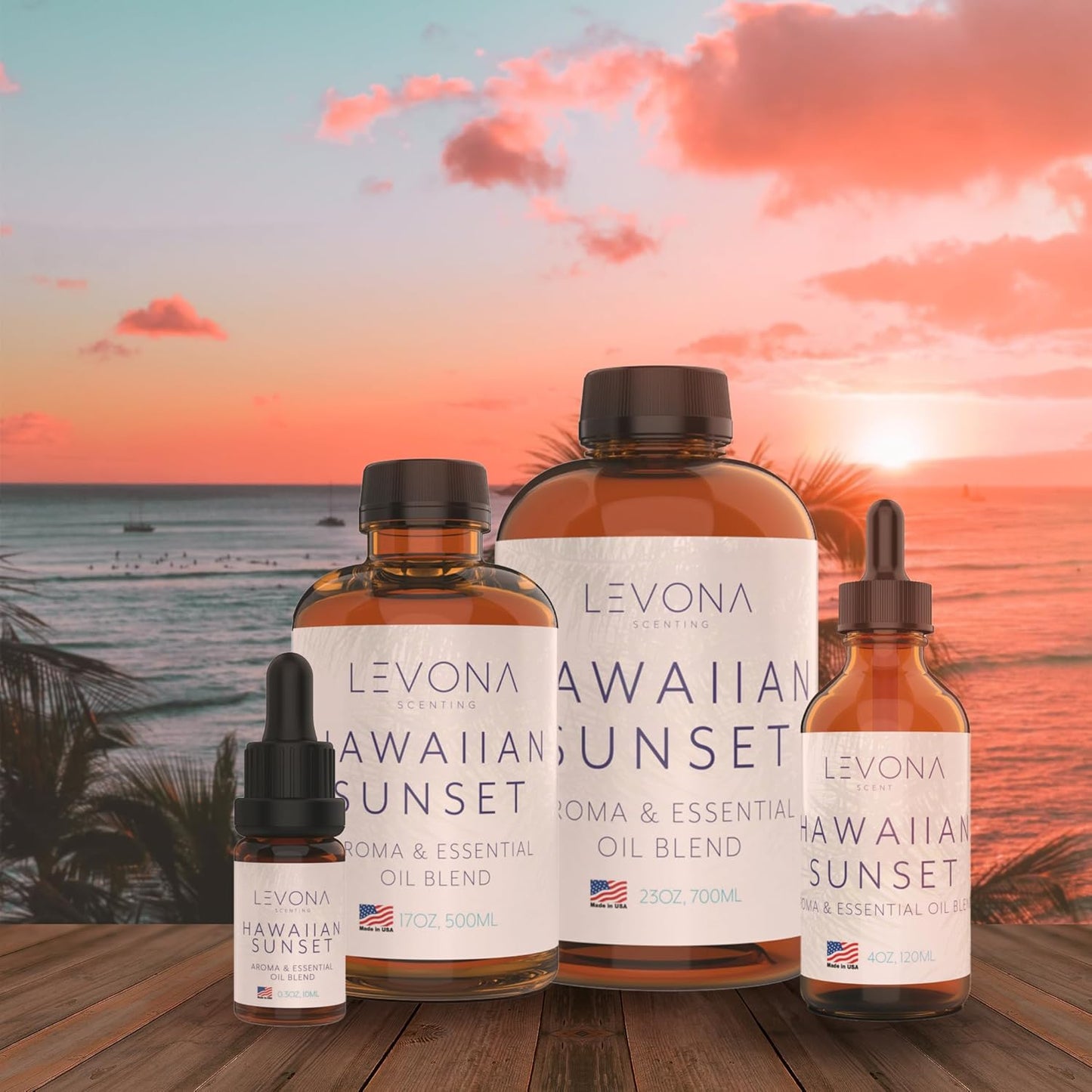 Levona Scent Essential Oils For Diffusers For Home Luxury Scents - Hawaiian Sunset Aroma Oil - Fragrance Oil With Mandarin Citrus + Dash Of Peppermint Essential Oil - 700Ml Oil Diffuser Essential Oils