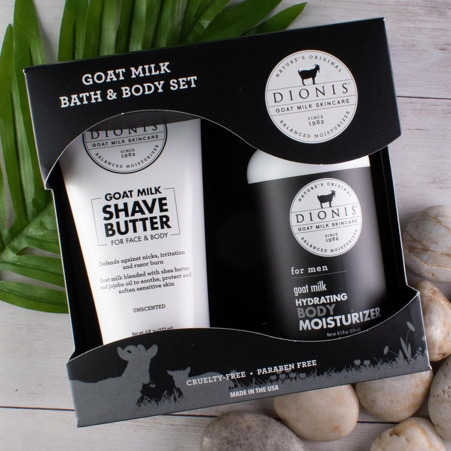 Dionis Goat Milk Skincare Men's Bath & Body Gift Set - Shea Butter & Jojoba Oil Shave Butter For Sensitive Skin, Protects Against Irritation & Razor Burns - Unscented Hydrating Moisturizer For Men