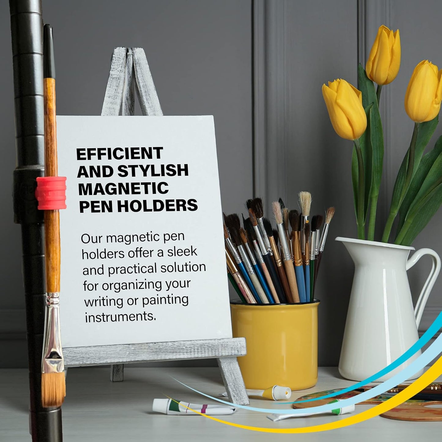 STICK-O PEN Magnetic Pen Pencil Holder - Holds most pens, pecils and thin markers. Ideal for Fridge, Task BoardS, Workshops, Classrooms, Offices and Kitchens. (Five Pack Color)