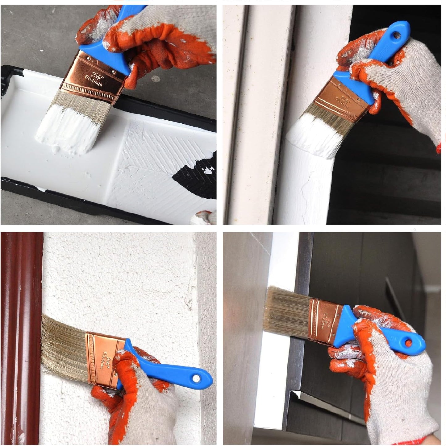 10 Pack Professional Paint Brushes (4" 3" 2" 2.5" 1.5" 1" Flat & Angle) Painters Paint Brush Set, Paint Brushes for Walls, Painting Brushes Bulk, House Painting Tool Set Kit