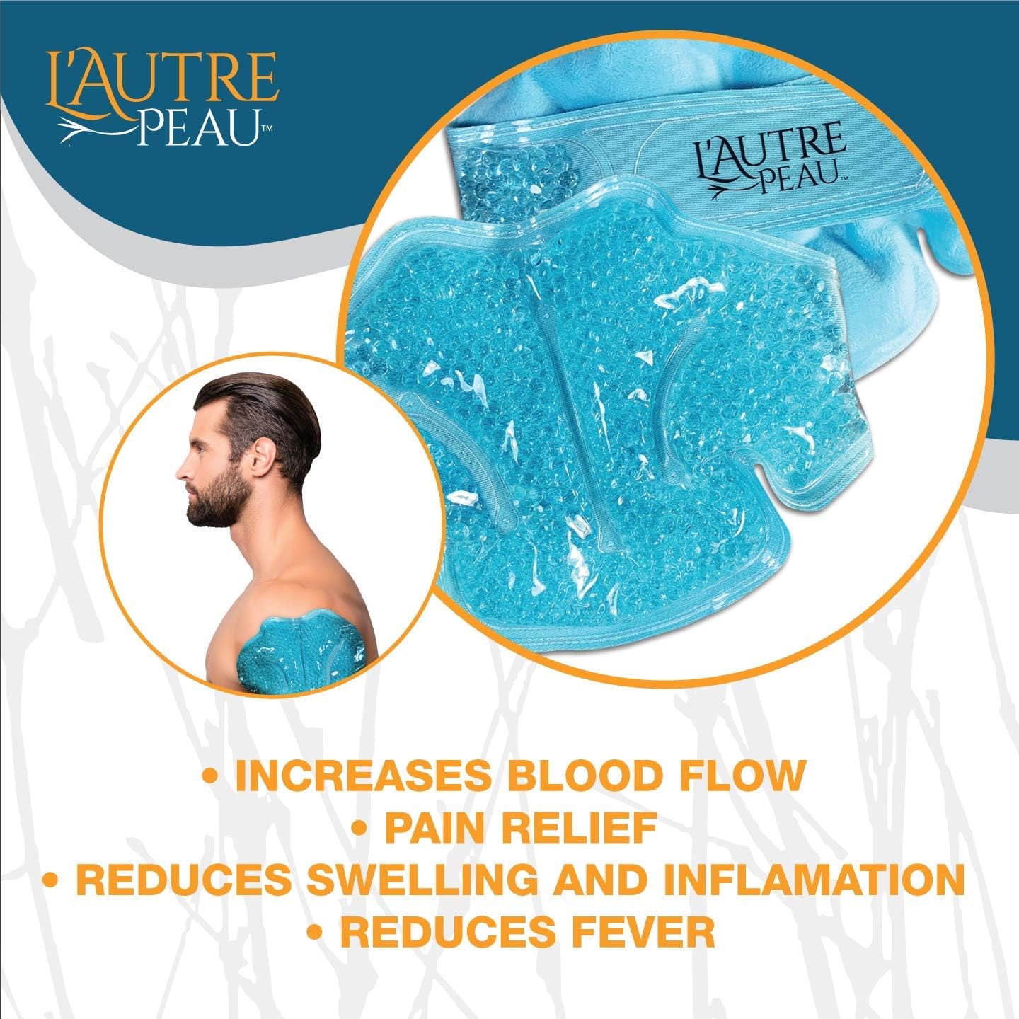 USA Merchant | Hot/Cold Plush Neck & Shoulder Gel Bead Wrap | Freeze Therapeutics by L'AUTRE PEAU | Relief for Tension, Headaches, Injuries, Swelling, Aches, Bruises, Muscle Pain, Strain & Stiffness
