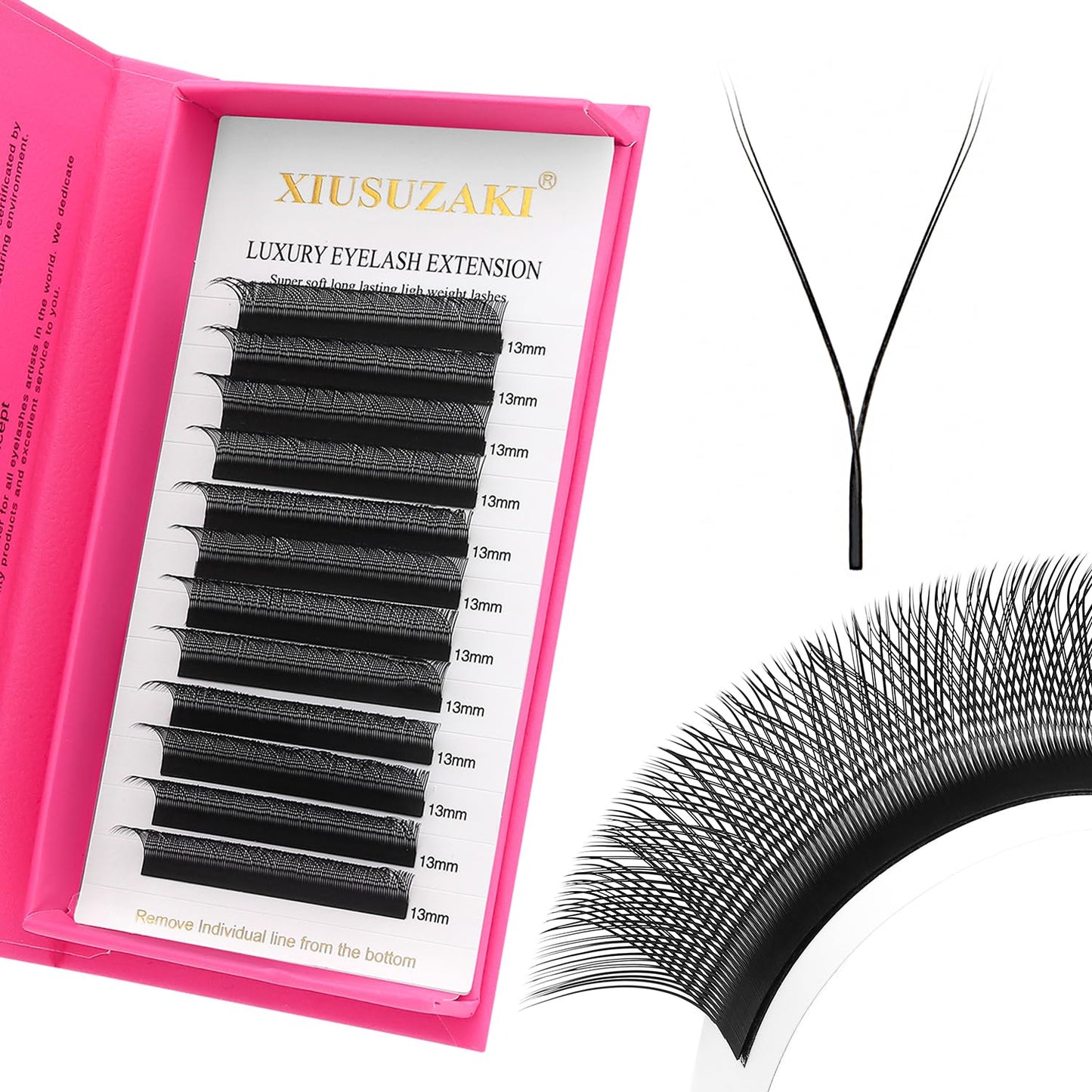 YY Lash Extensions Supplies Y Eyelash Extensions 0.07mm Thickness D Curl 10mm Premade Fans 4D Russian Volume Matte Black 12 Rows Crisscross Eye Lashes(YY-0.07-D,10mm)