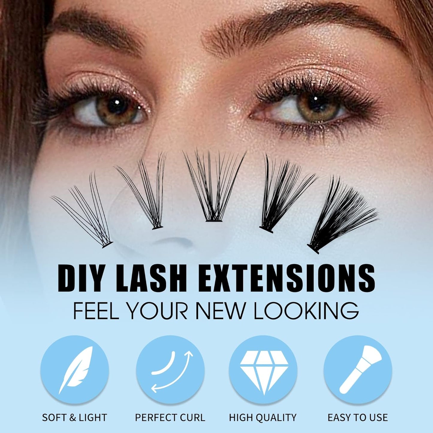 Lash Clusters 280pcs Large Tray 0.07mm 50P D Curl Mix 8-16mm Individual Lashes Soft&Fluffy Cluster Lashes Mink Individual Lashes Cluster Mixed Tray Lash Extension Clusters By GEMERRY