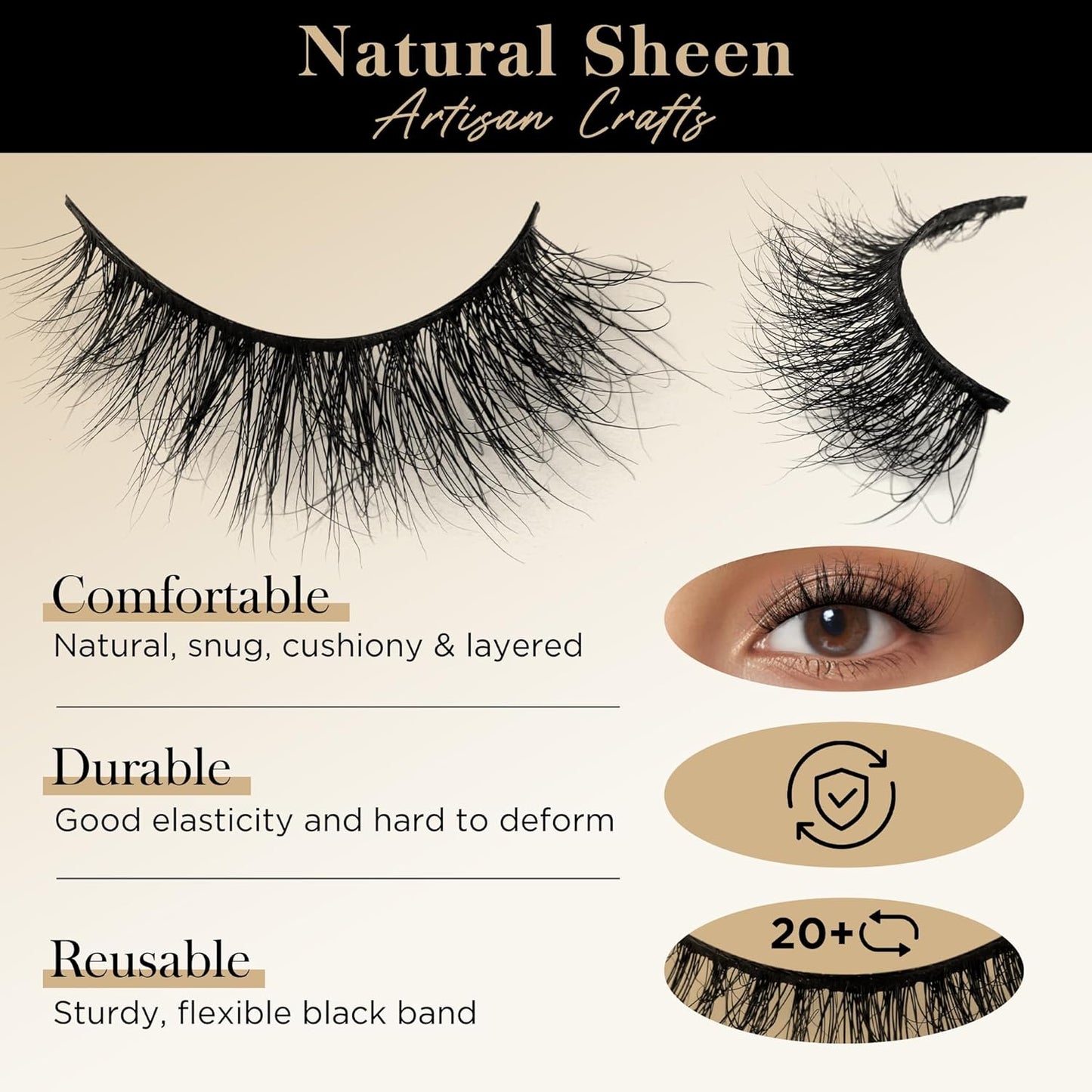 Lashes Mink Natural False Eyelashes - Bepholan Fake Eyelashes Natural Look 3-Pack Cat Eye Lashes Manga Eyelashes Fluffy,XMZ211