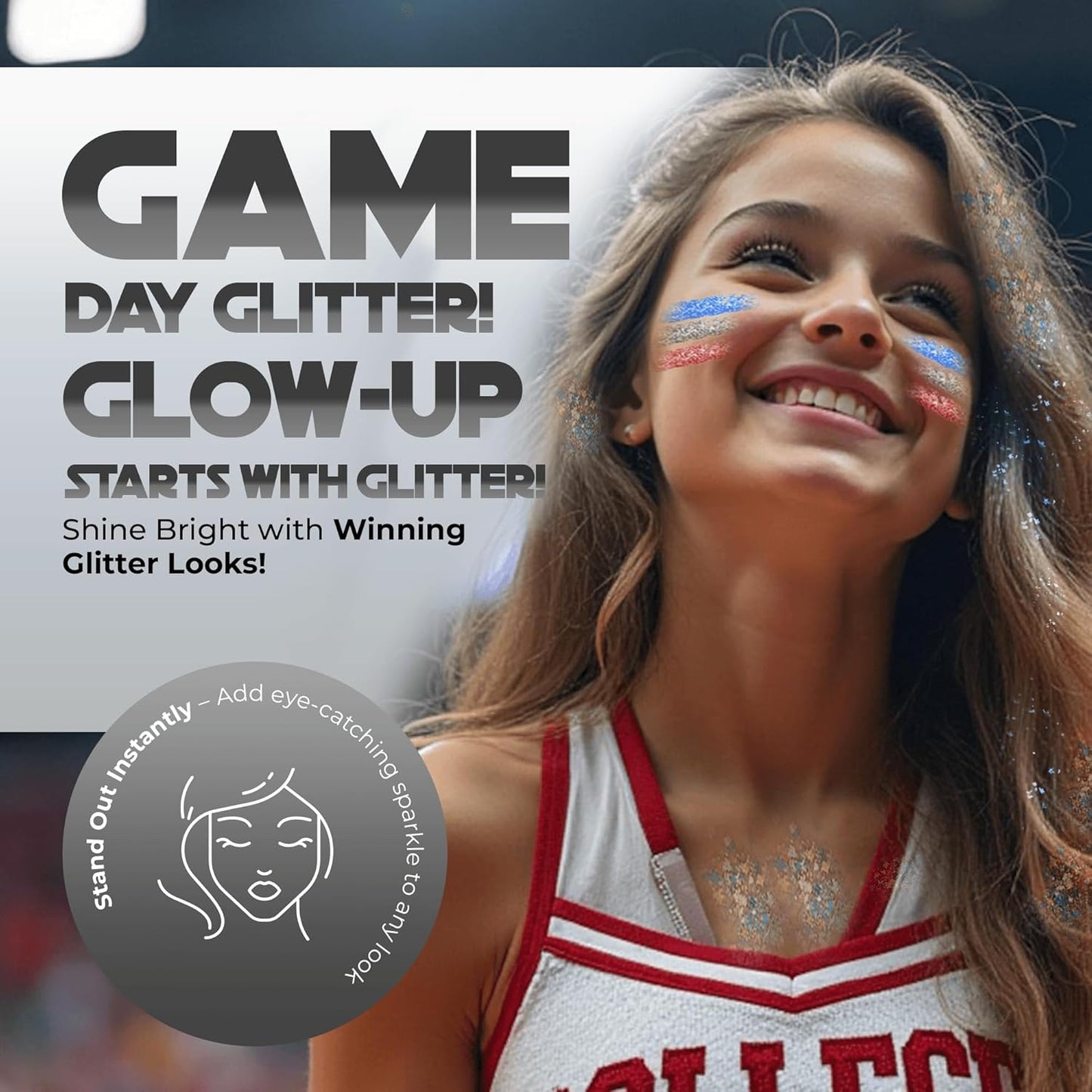 Face, Body & Hair Glitter Gel – Halloween Glitter for Kids and Women – 3 Oz Cosmetic-Grade Gel w/Moon & Stars for Festivals & Halloween Party, Easy Apply & Wash Off - Silver 1Pack