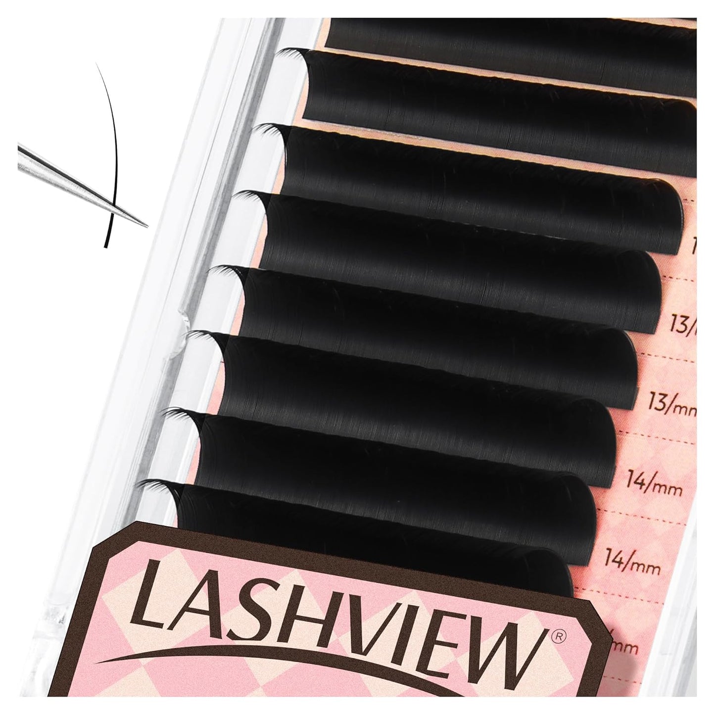 LASHVIEW Classic Lash Extensions 0.03-0.20 J/B/L/C/CC/D Curl 8-16mm Mixed & Single Length Tray, Soft Matte Dark Professional Eyelashes Extension(0.15 D 8-16mm)