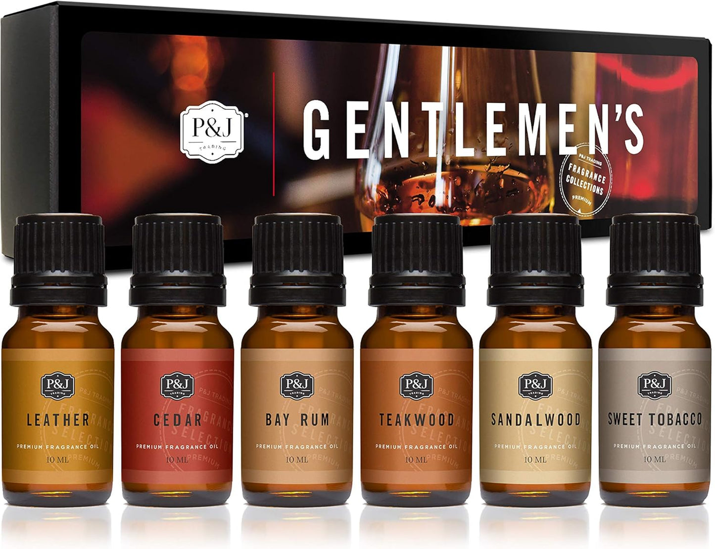 P&J Trading Fragrance Oils for Diffusers for Home Fragrance Scents for Candle Making - Soap Making Supplies - Car Diffuser Scents - Essential Home Gift Set - Gentlemen's - Cedar, Sandalwood & More