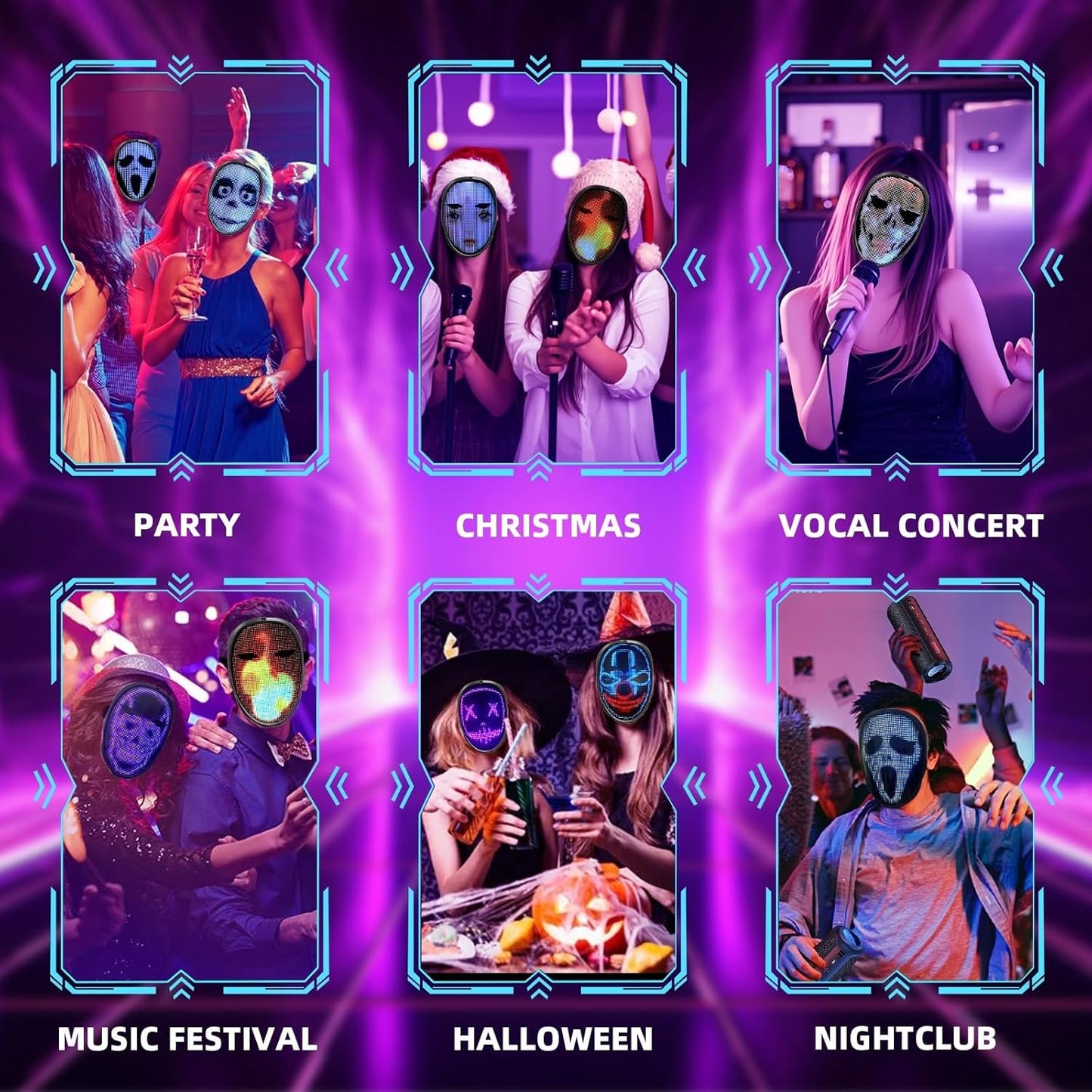 DIY LED Mask with Gesture Sensing - App-Programmable - Perfect for Kids and Teenager for Halloween and Christmas Costume Play Parties