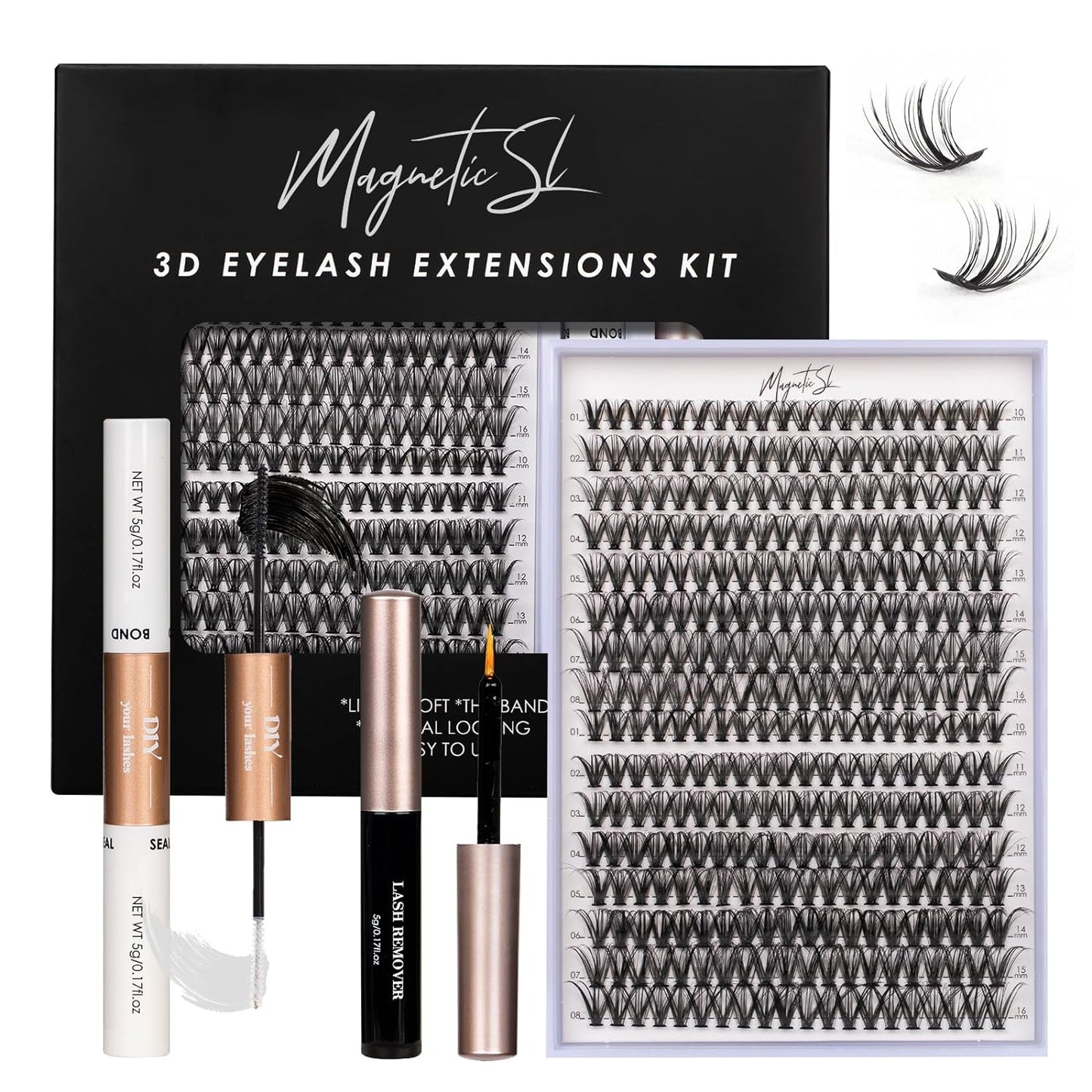 Lash Clusters DIY Lash Extensions Kit 320pcs Individual Lashes Clusters 30D 40D D Curl Eyelash Extension Kit with Applicator and Lash Bond&Seal,Clusters Lash Glue Remover Mix 10-16mm (30D+40D-320 KIT)