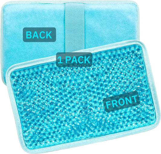 Gel Beads Ice Pack Ice Bag with Strap-1 Pack Reusable Hot & Cold Pack Compress for Knee, Shoulder, Foot, Back, Ankle, Neck, Hip, Elbow, Wisdom Tooth-7.76''x4.93''(Blue)
