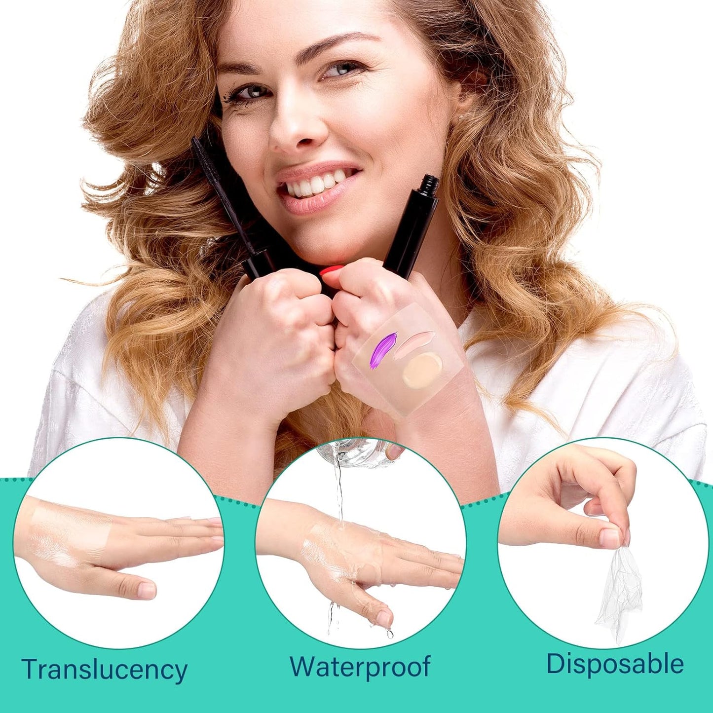 200 Pieces Makeup Hand Palette Single Use Makeup Mixing Palette Disposable Foundation Mixing Tray Adhesive Artist Cosmetic Makeup Palette Waterproof Makeup Tape for Women Girl (3.15 x 3.15 Inch)