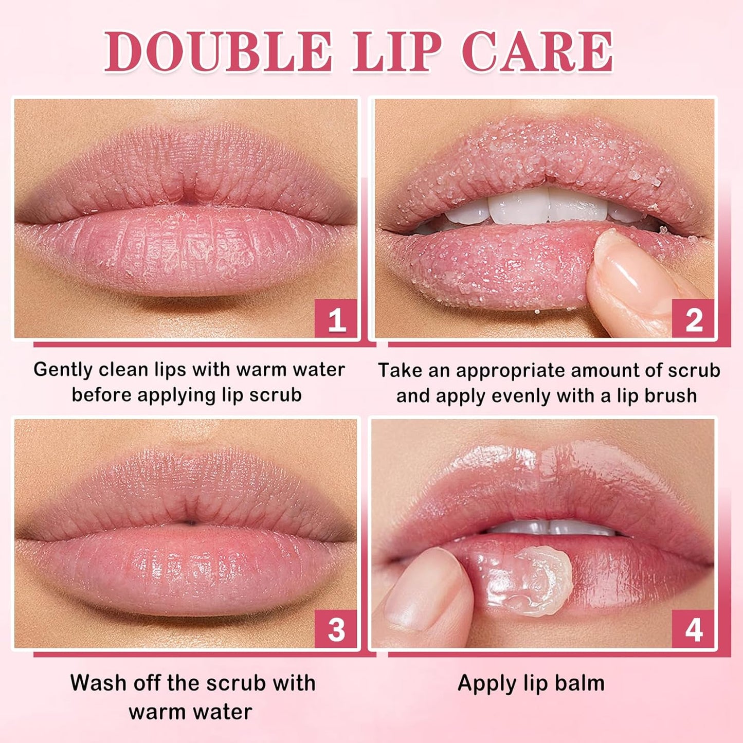 4PCS Lip Scrub and Mask Set,Strawberry and Honey Pot Lip Balm,Reduces Lip Lines Lip Exfoliator Scrub and Moisturizer,Repair Beebalm Lip Balm and Lip Scrub Set,Lip Mask Overnight