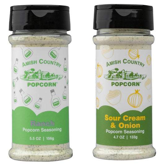 Amish Country Popcorn | Sour Cream and Onion & Ranch Popcorn Seasoning | 2 Pack Seasoning Bundle