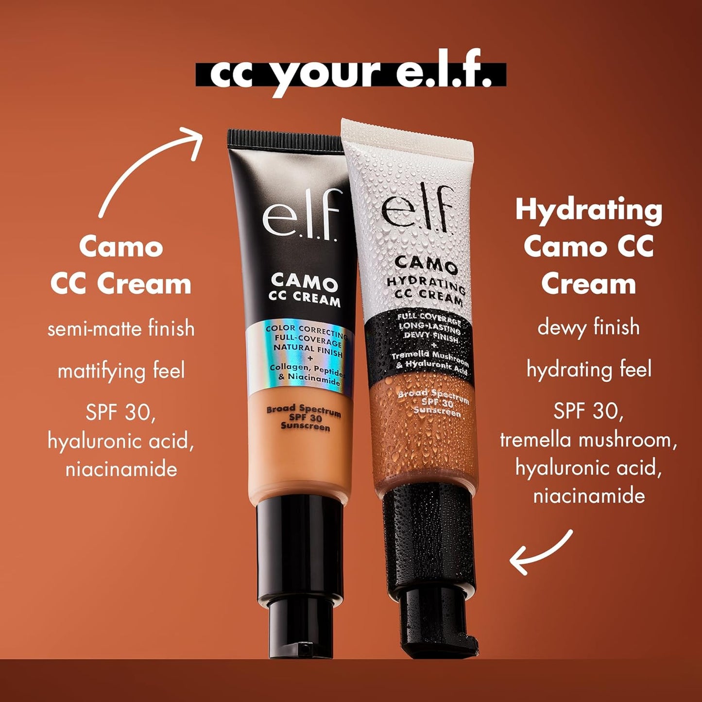 e.l.f. Hydrating Camo CC Cream, SPF 30, Color Correcting Full Coverage Foundation For A Dewy Finish, Vegan & Cruelty-Free, Fair 150 C