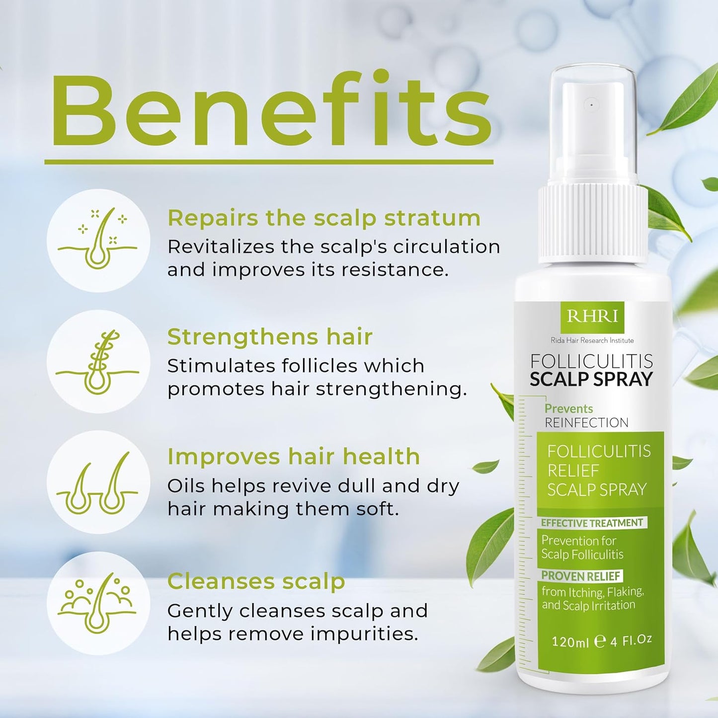 Folliculitis Scalp Spray | Dandruff Treatment for Dandruff, Psoriasis & Folliculitis | Antifungal & Anti Dandruff Itchy Scalp Treatment Formula Spray for Dry and Irritated Scalp