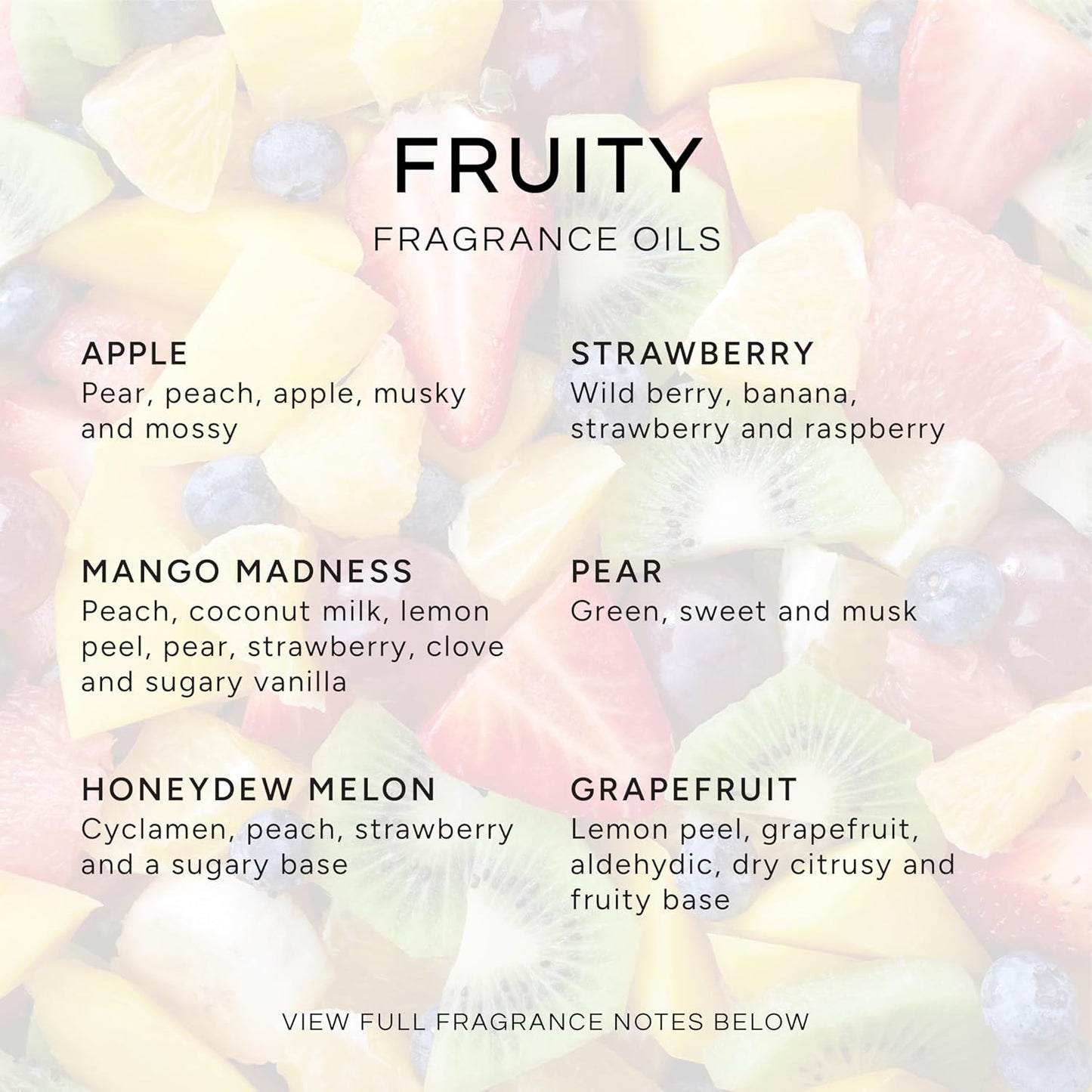 Eternal Essence Oils Fruity Set of 6 Premium Fragrance Oils - Includes Apple, Mango Madness, Honeydew Melon, Strawberry, Pear, and Grapefruit Scented Oil - 10ML