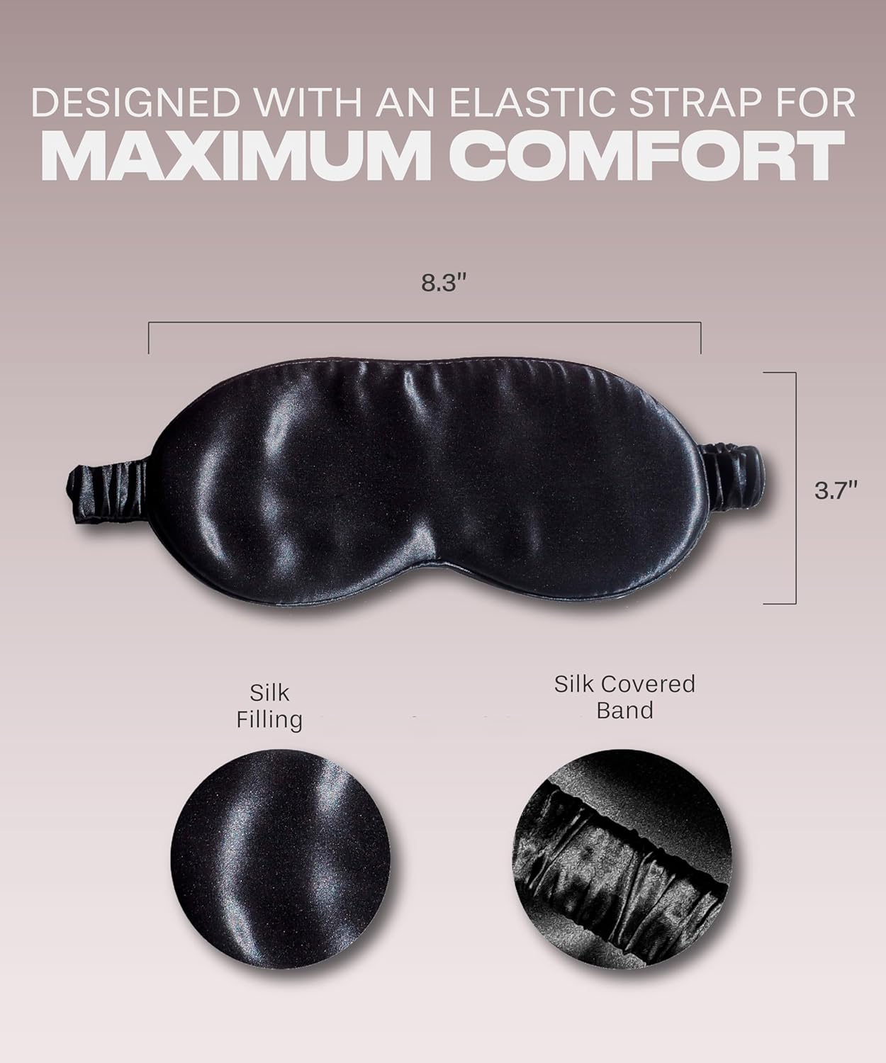 SUNDAYSILKS™ Exclusive Mulberry Silk Sleep Mask | Soft Eye Covers, Blackout Sleeping Mask for Women & Men | Silk Eye Mask for Sleep, Travel, and Relaxation | Antifaz para Dormir [Midnight Black]